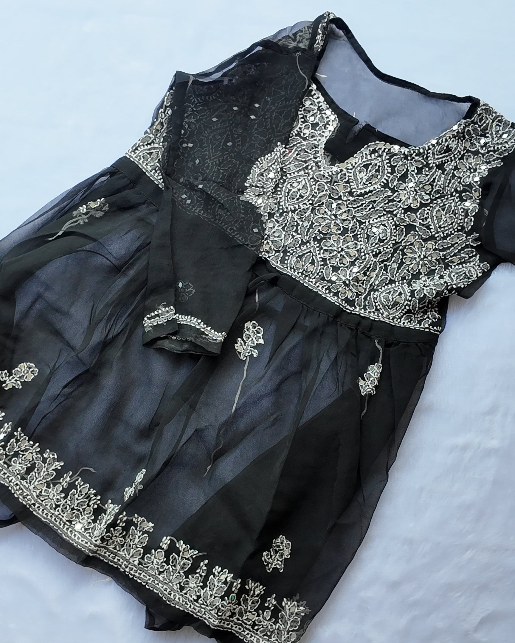 Sarah Black Georgette Mirror Frock