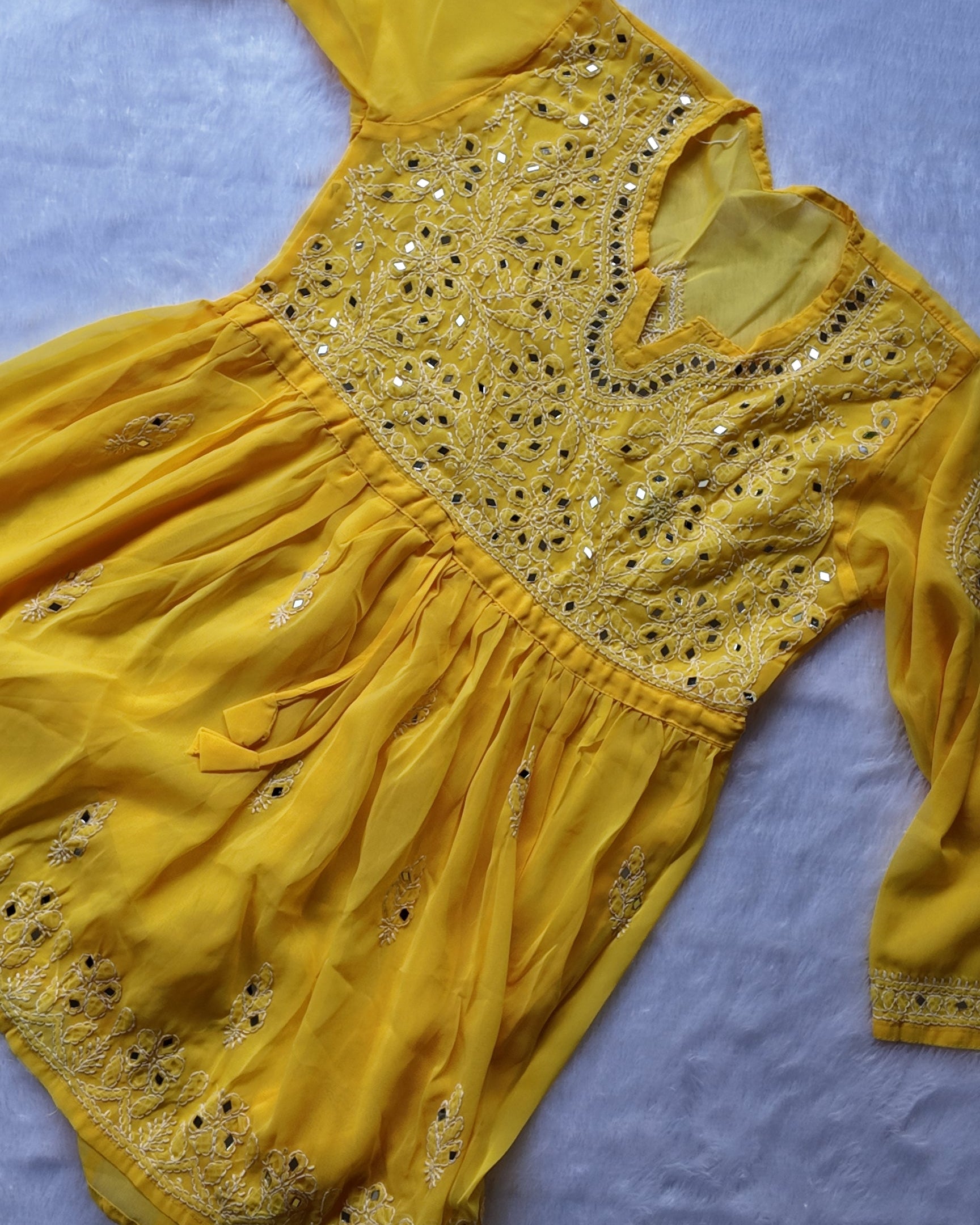 Sarah Yellow Georgette Mirror Frock