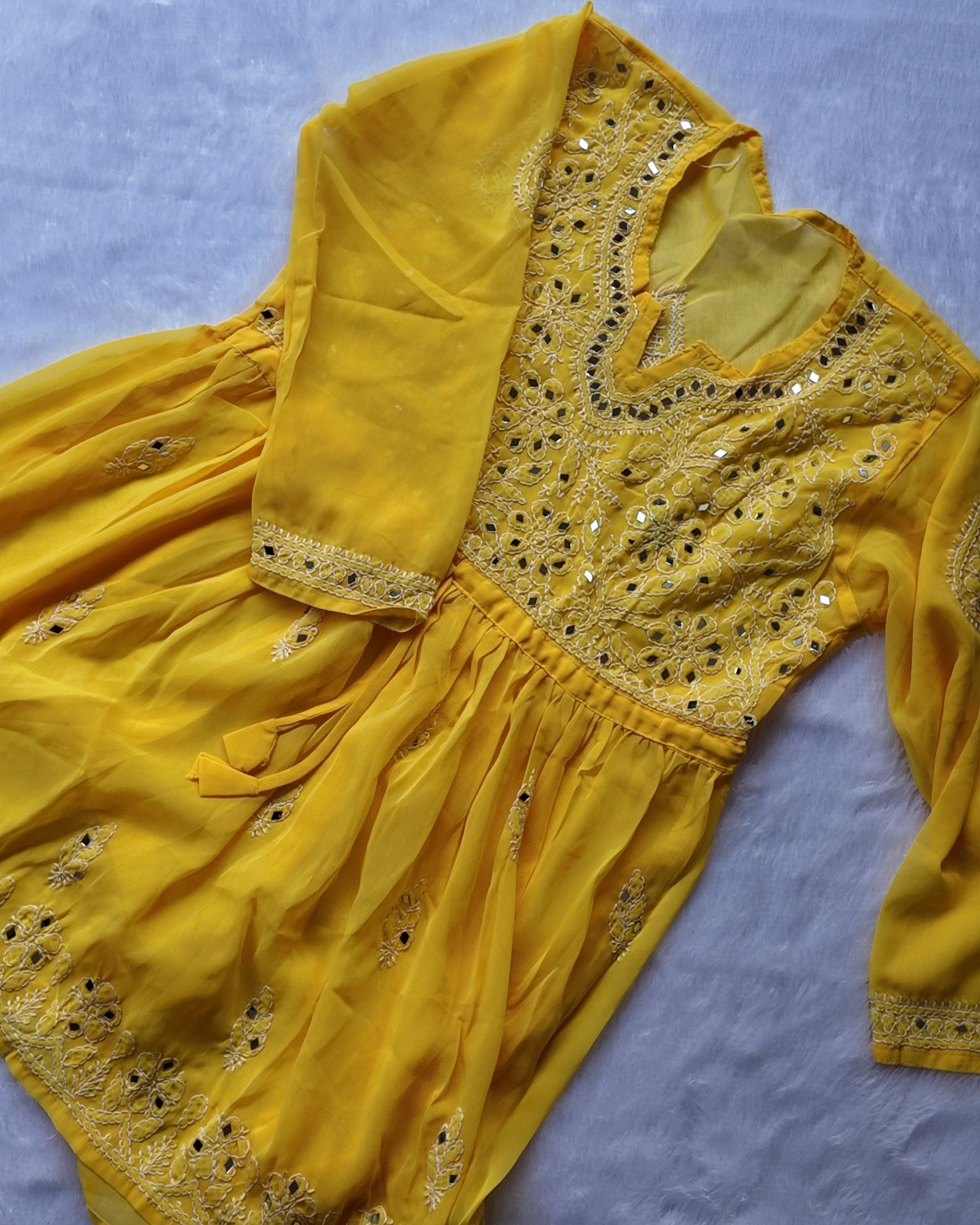 Sarah Yellow Georgette Mirror Frock