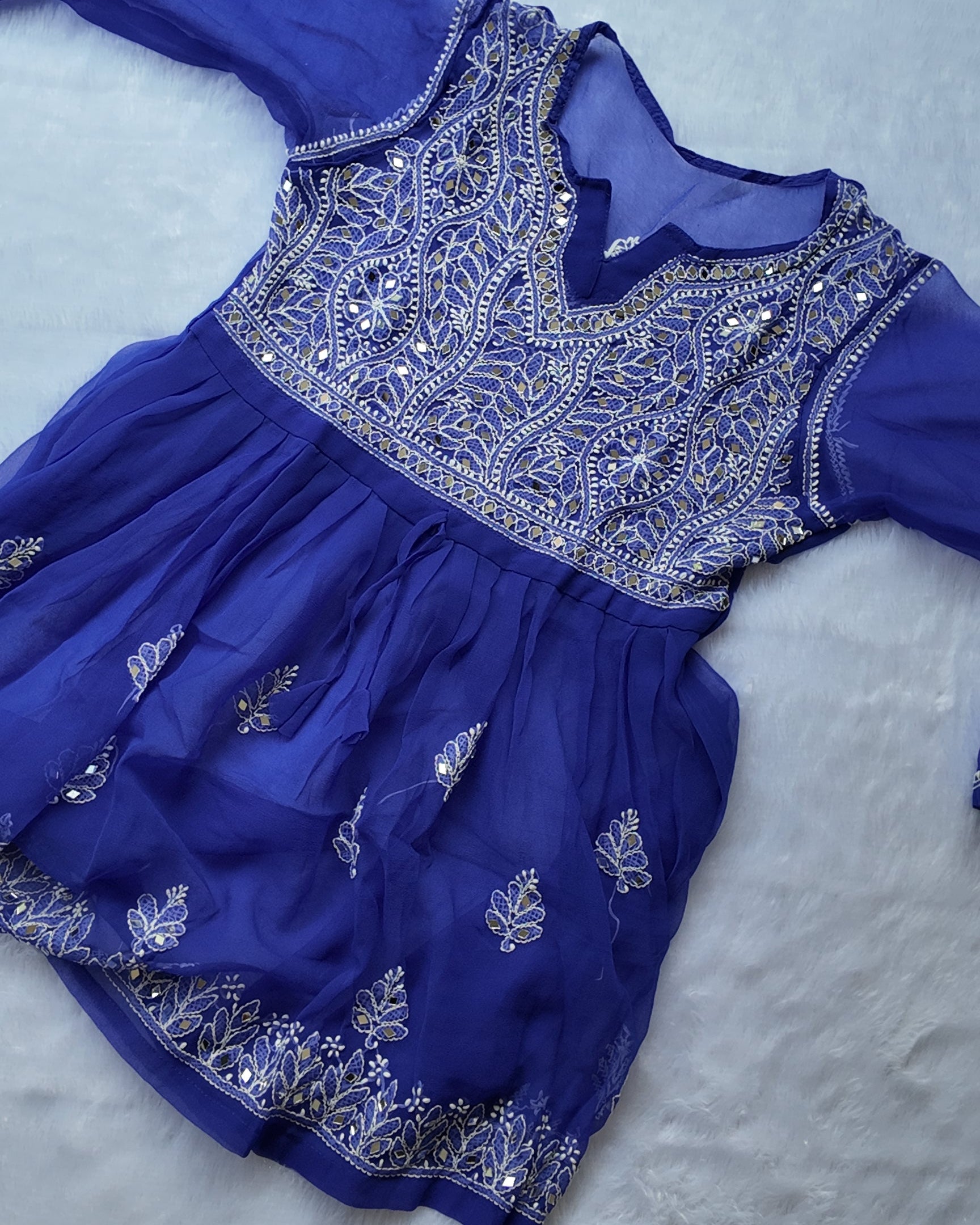 Sarah Royal Blue Georgette Mirror Frock
