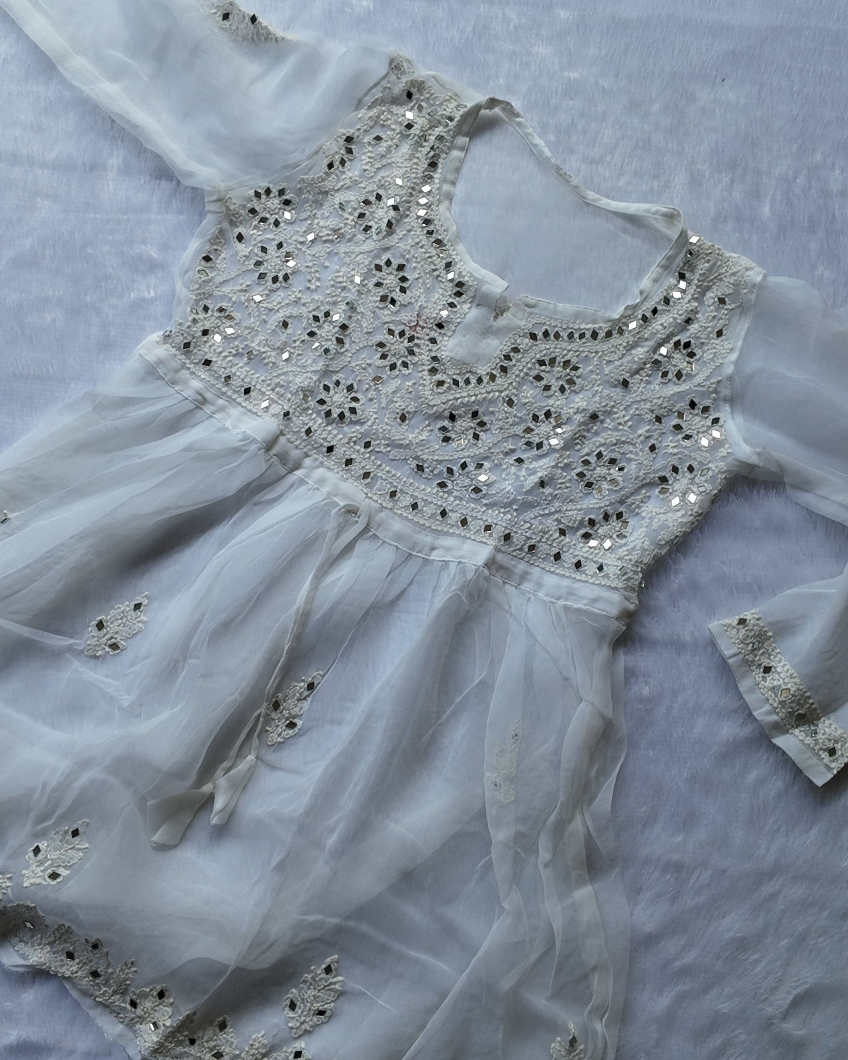 Sarah White Georgette Mirror Frock