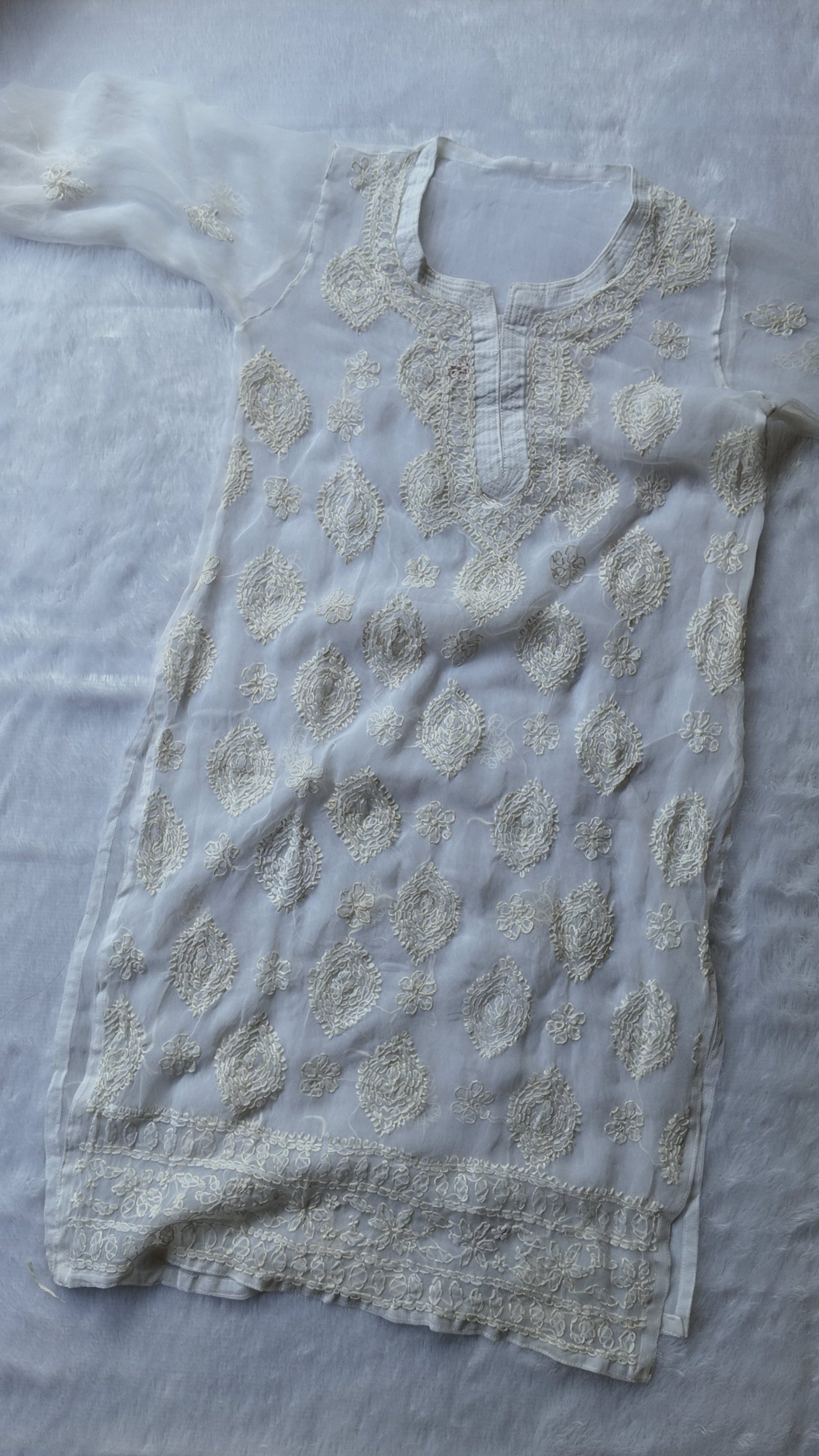 Sarah White Georgette Long Kurti