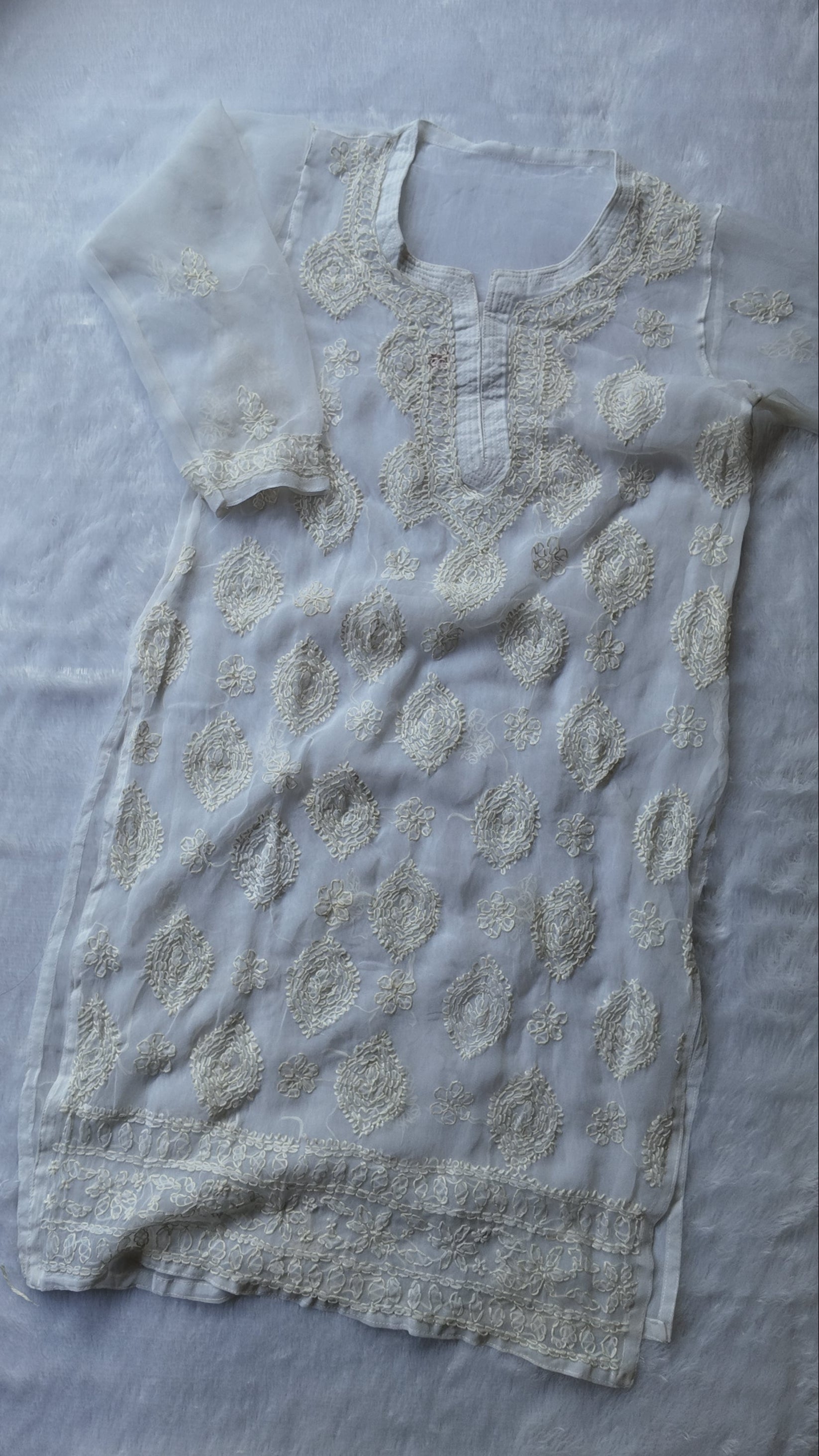 Sarah White Georgette Long Kurti