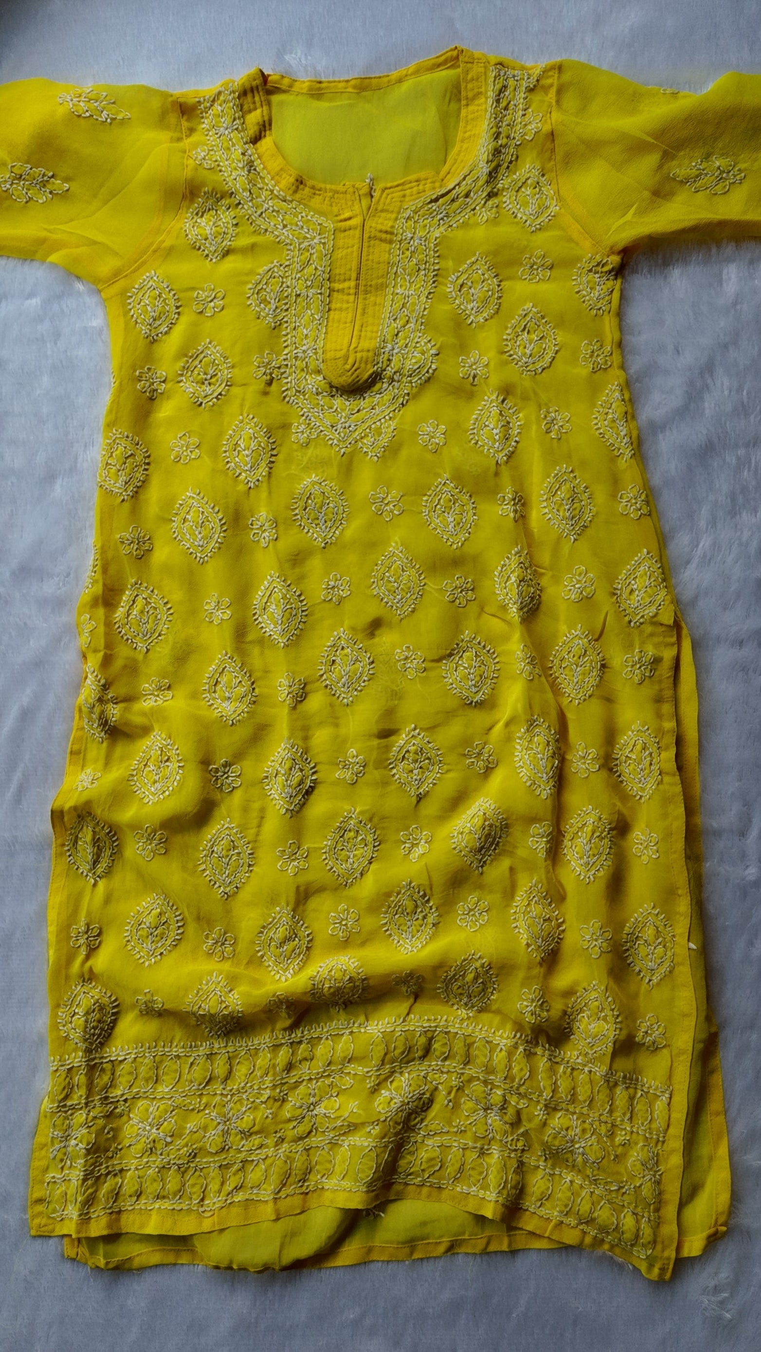Sarah Yellow Georgette Long Kurti