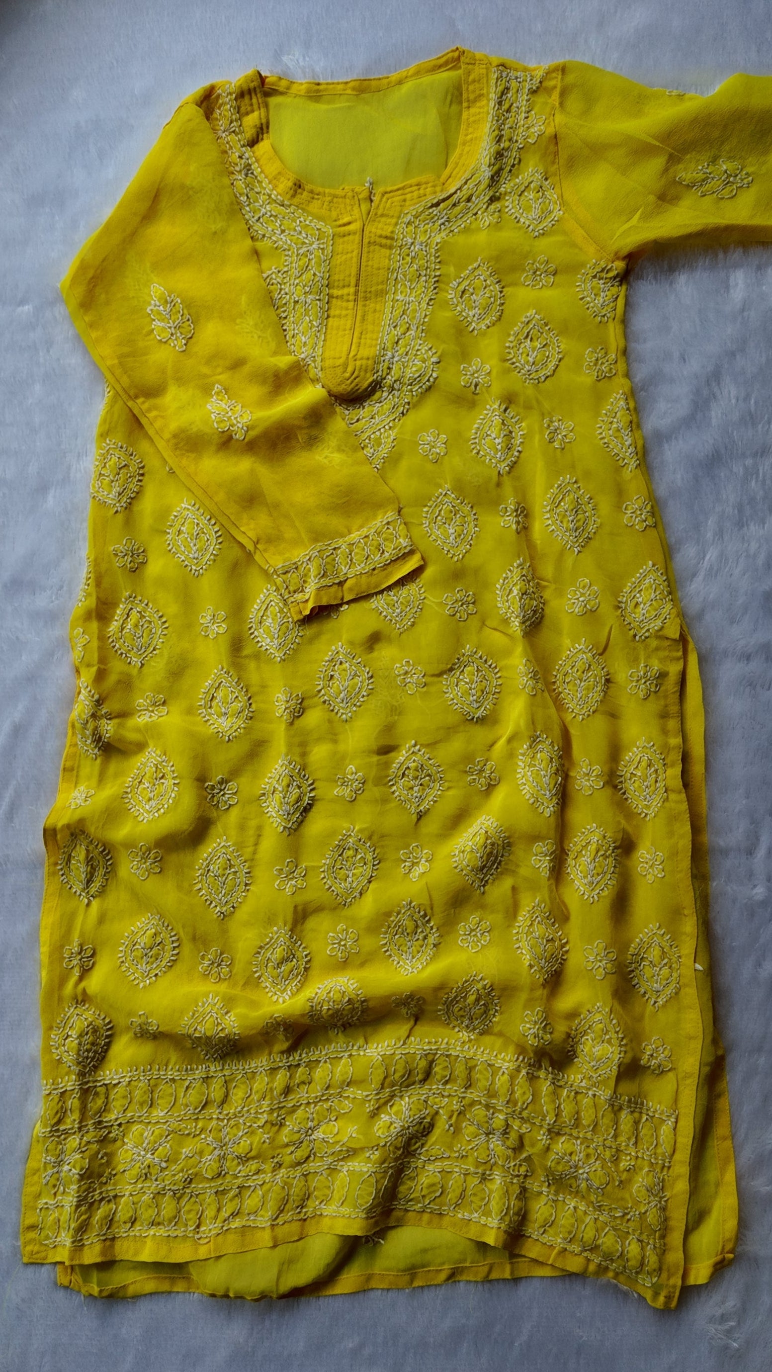 Sarah Yellow Georgette Long Kurti