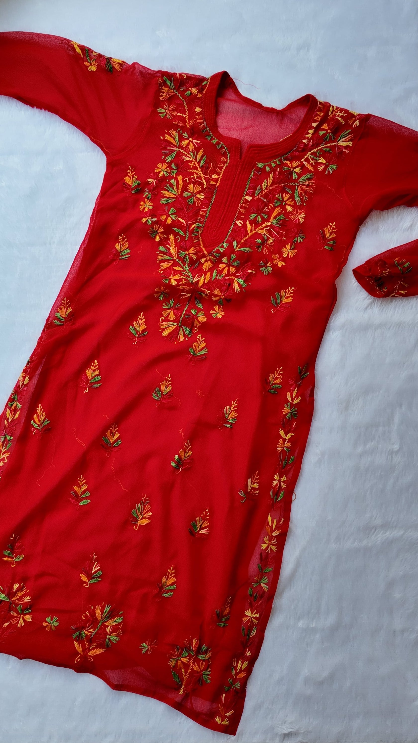 Sarah Red Georgette Long Kurti