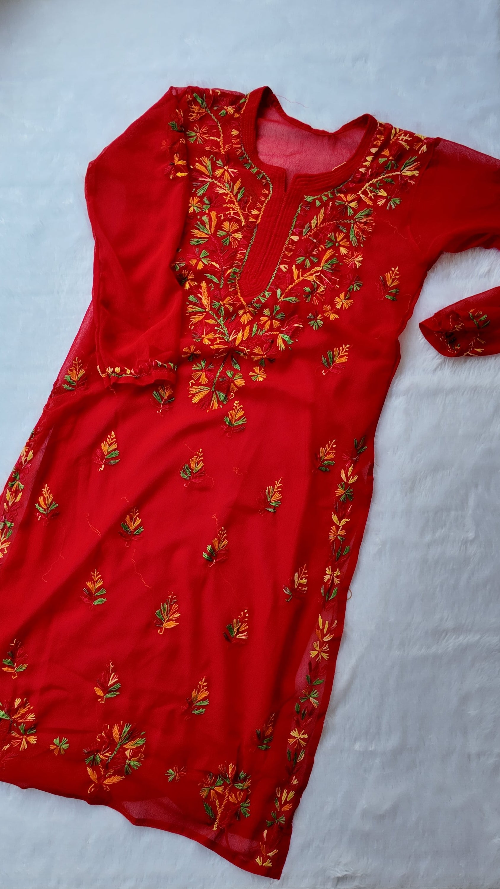 Sarah Red Georgette Long Kurti