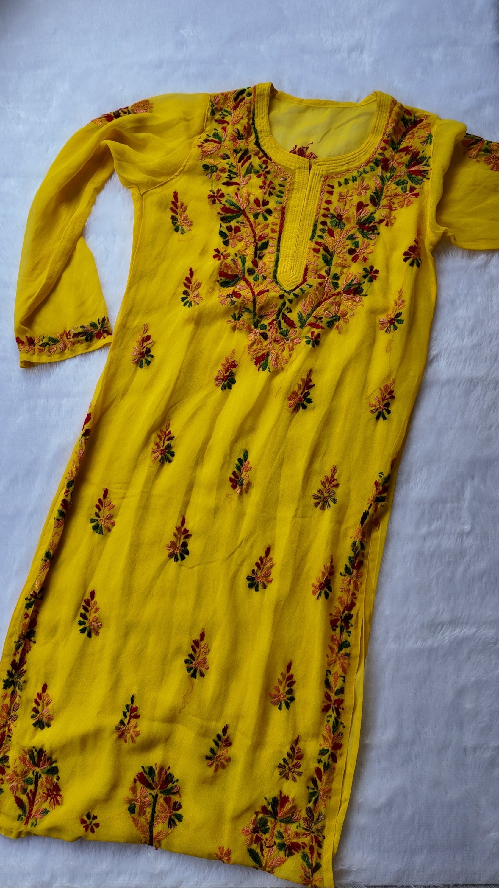 Sarah Yellow Georgette Long Kurti