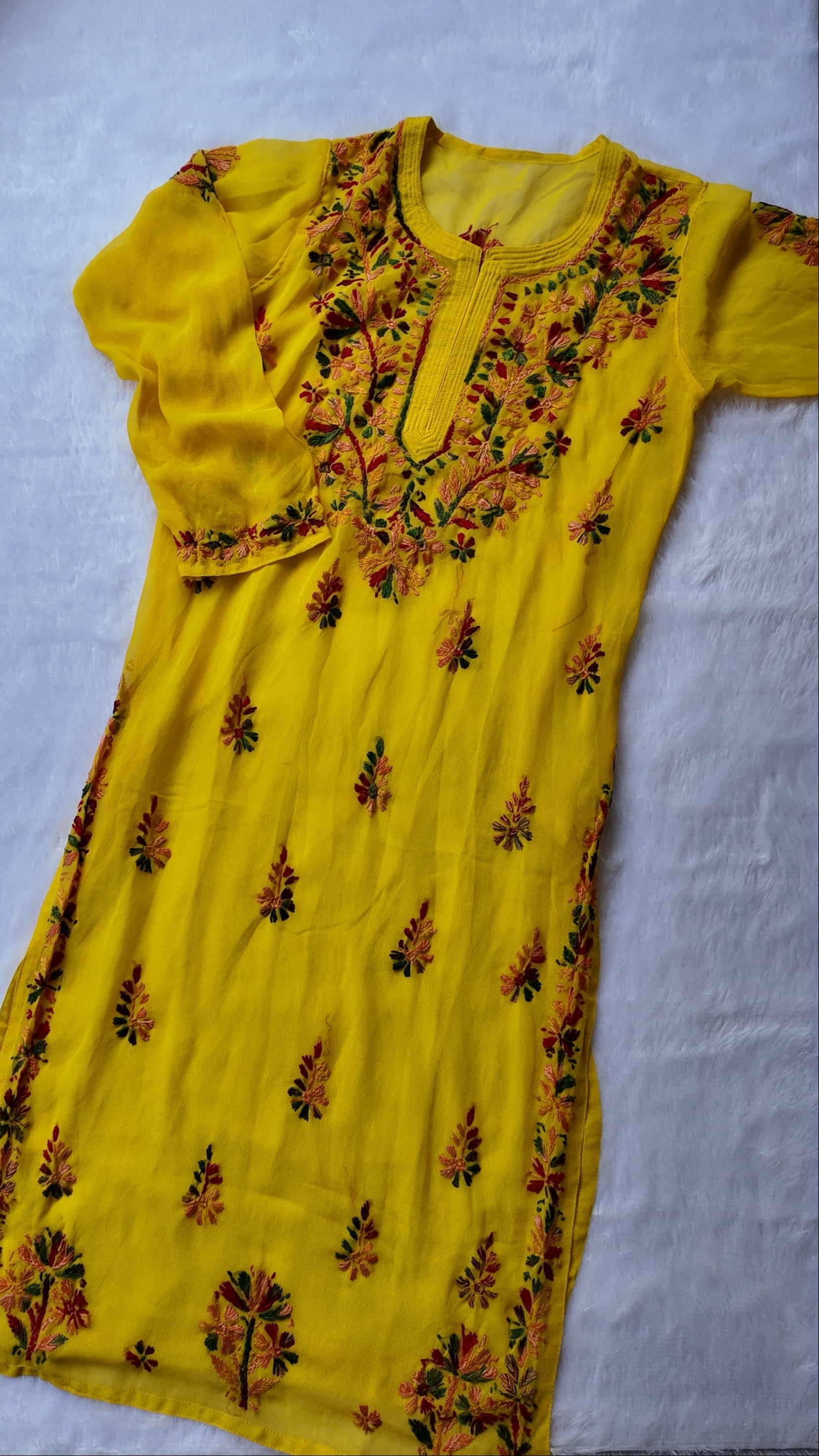 Sarah Yellow Georgette Long Kurti