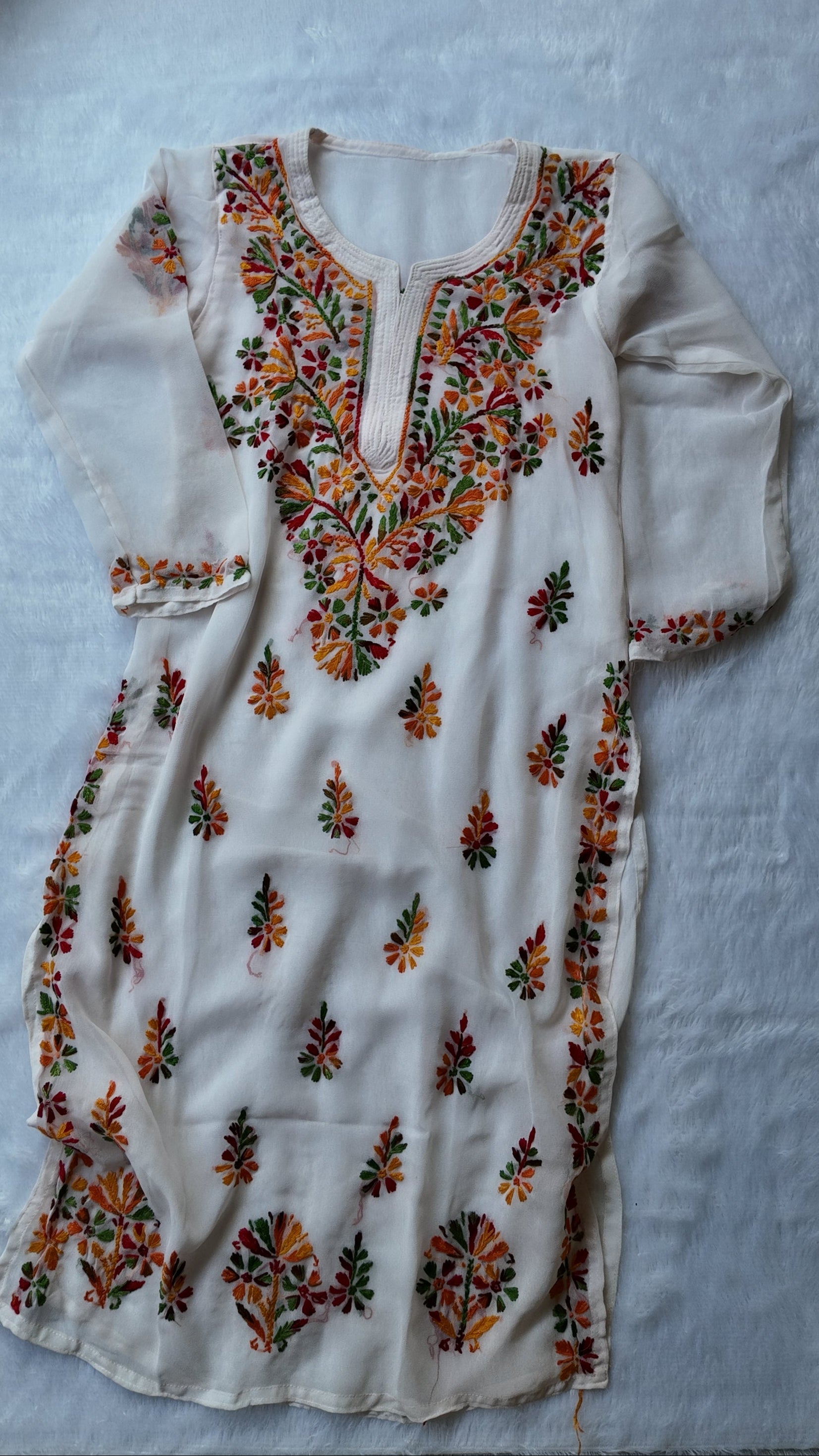 Sarah White Georgette Long Kurti