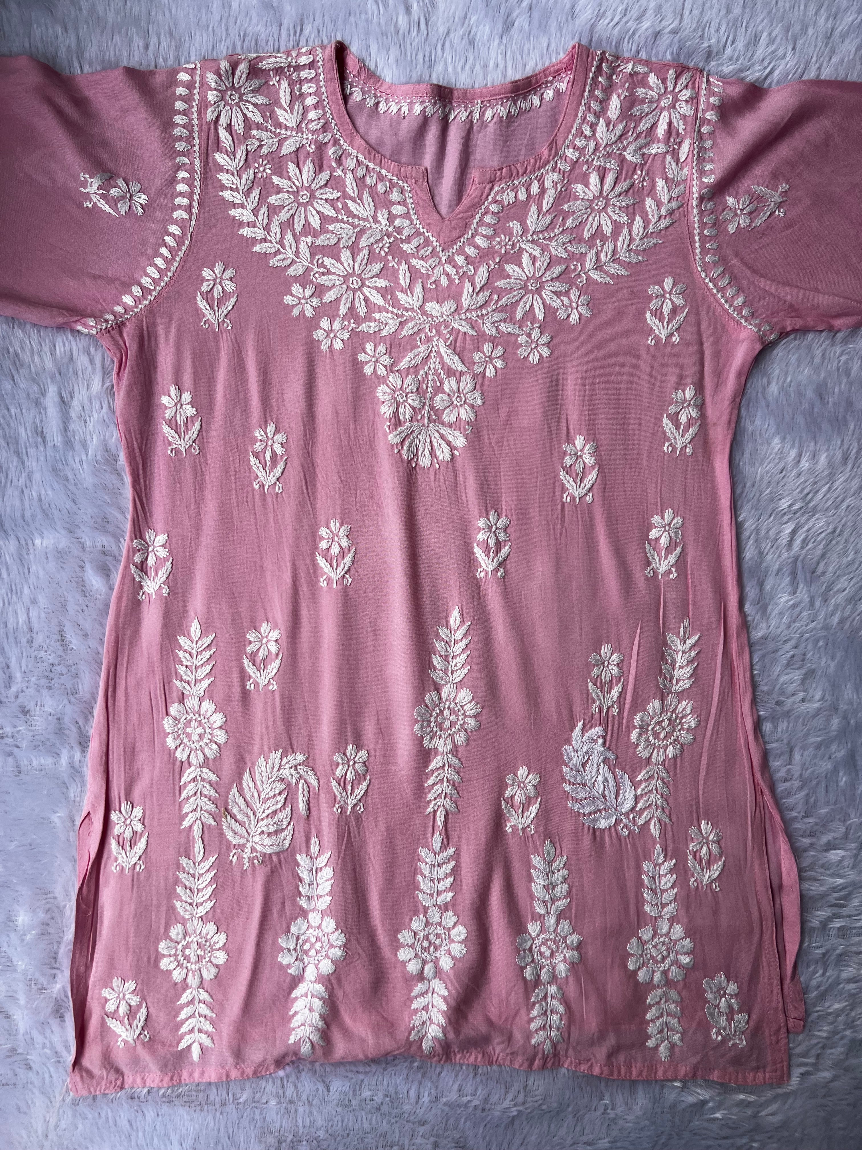 Sarah Baby Pink Modal Short Kurti