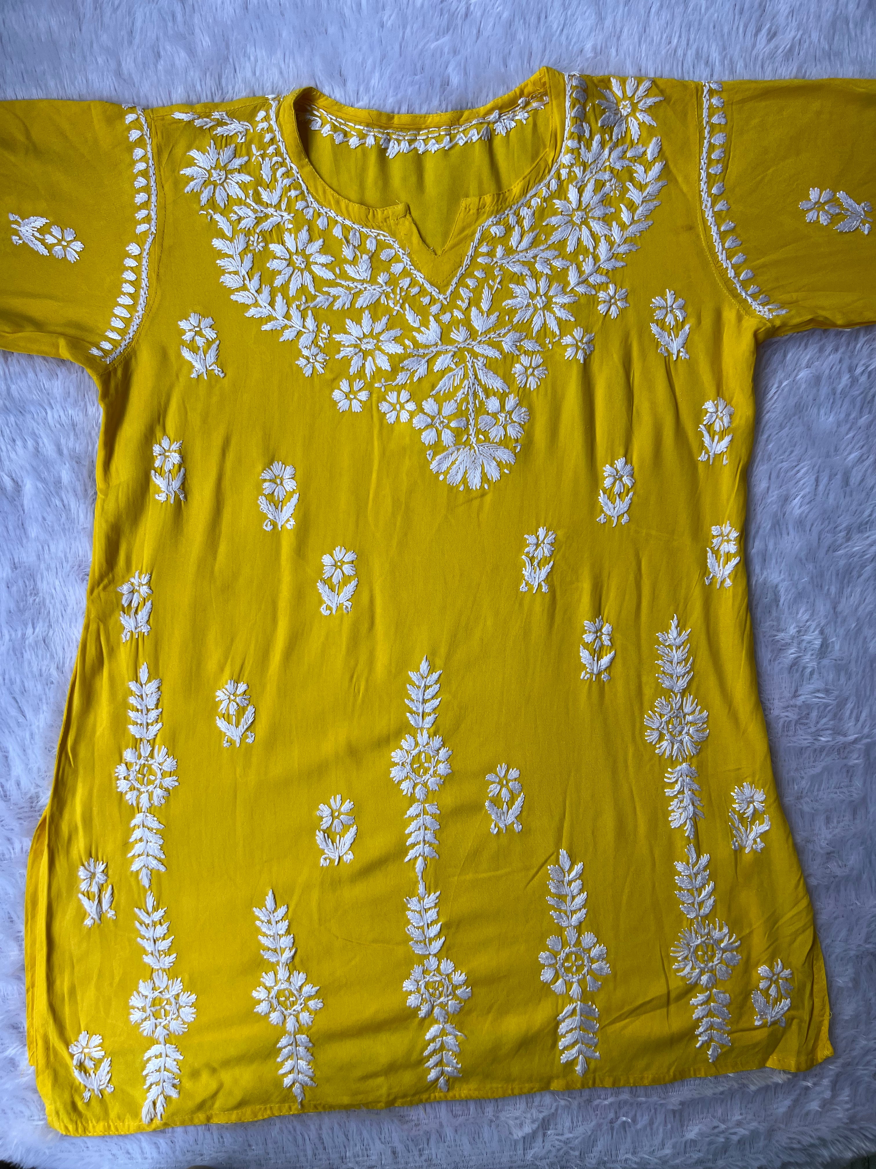 Sarah Yellow Modal Short Kurti