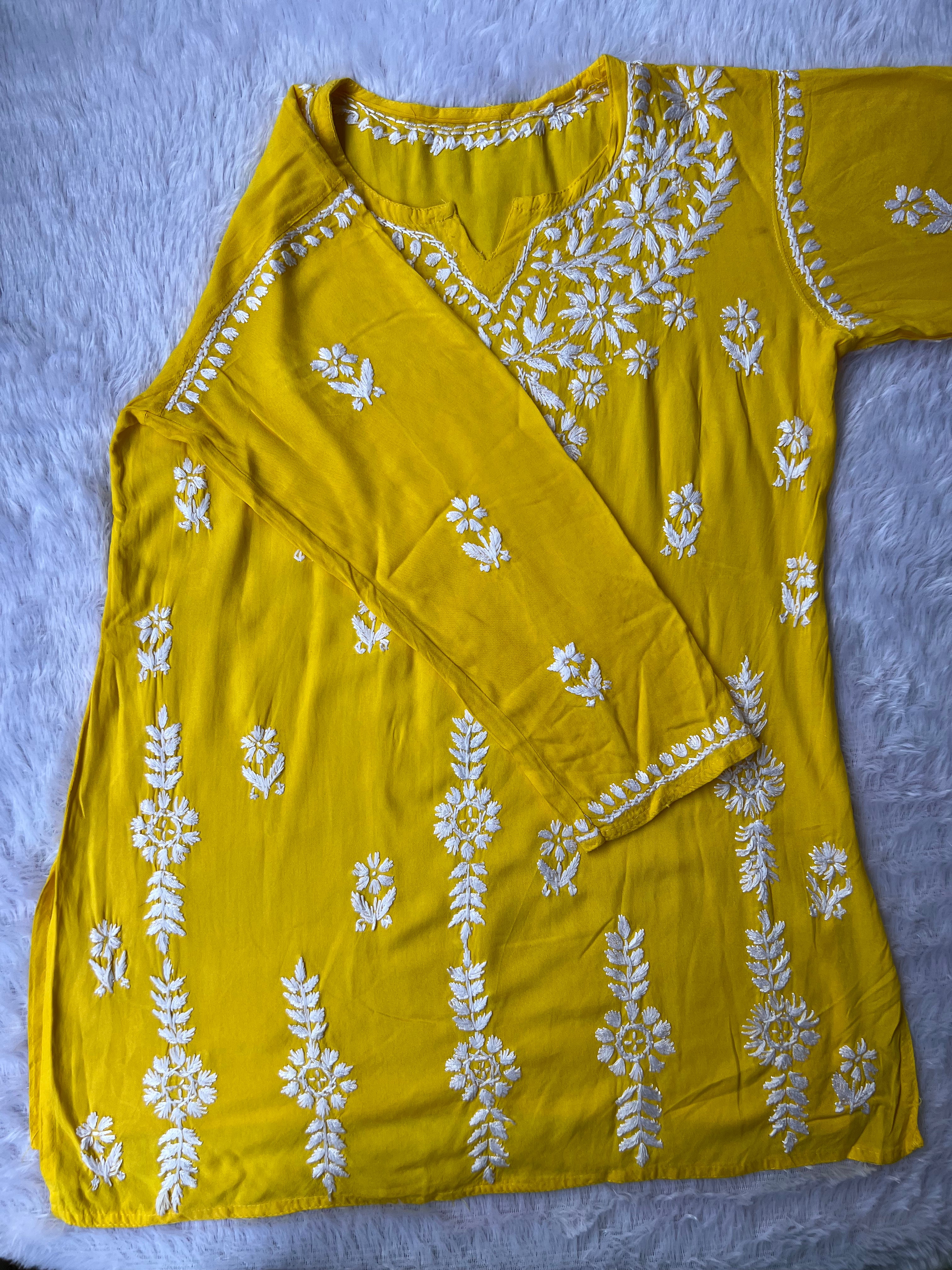 Sarah Yellow Modal Short Kurti