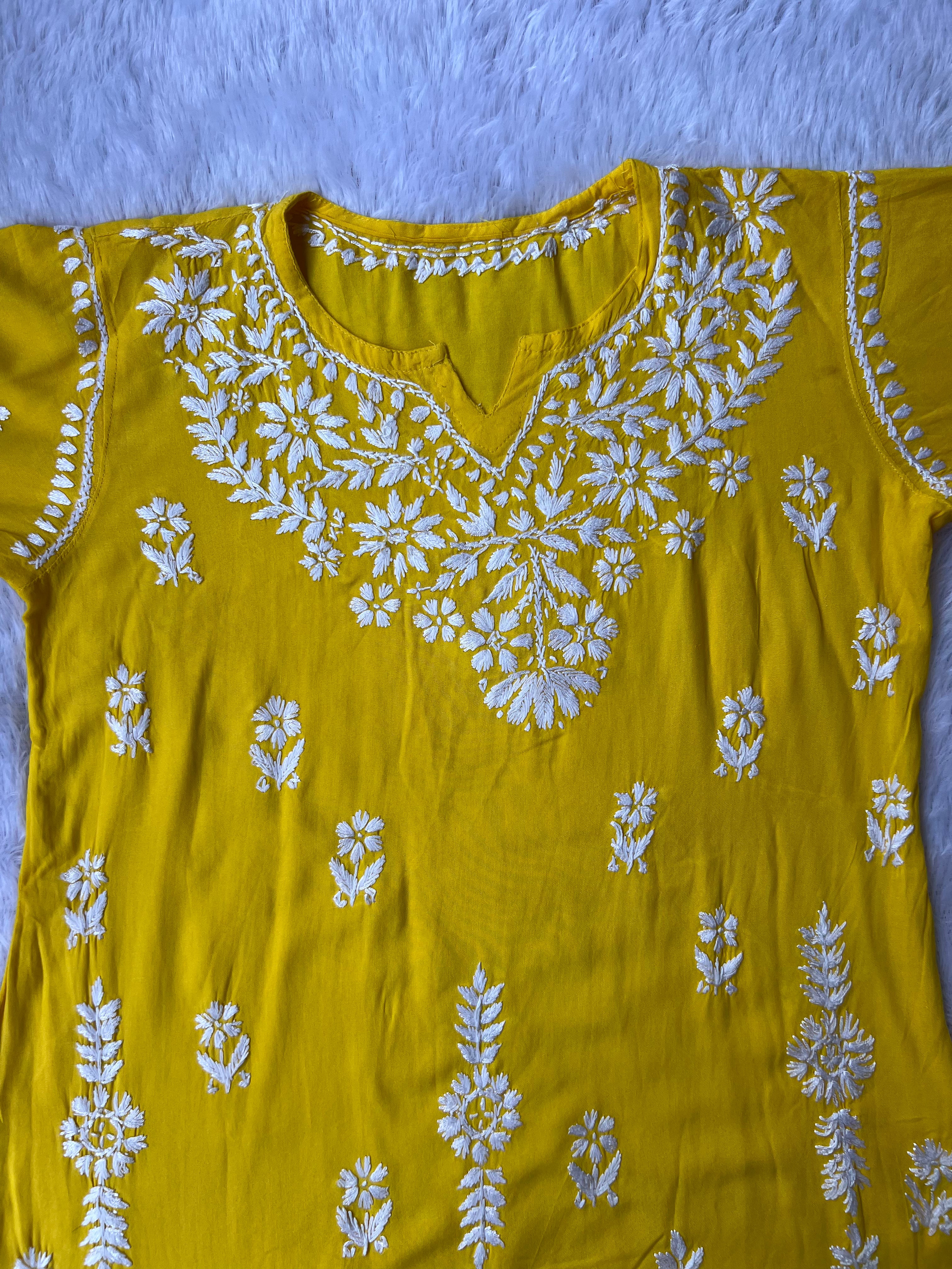 Sarah Yellow Modal Short Kurti