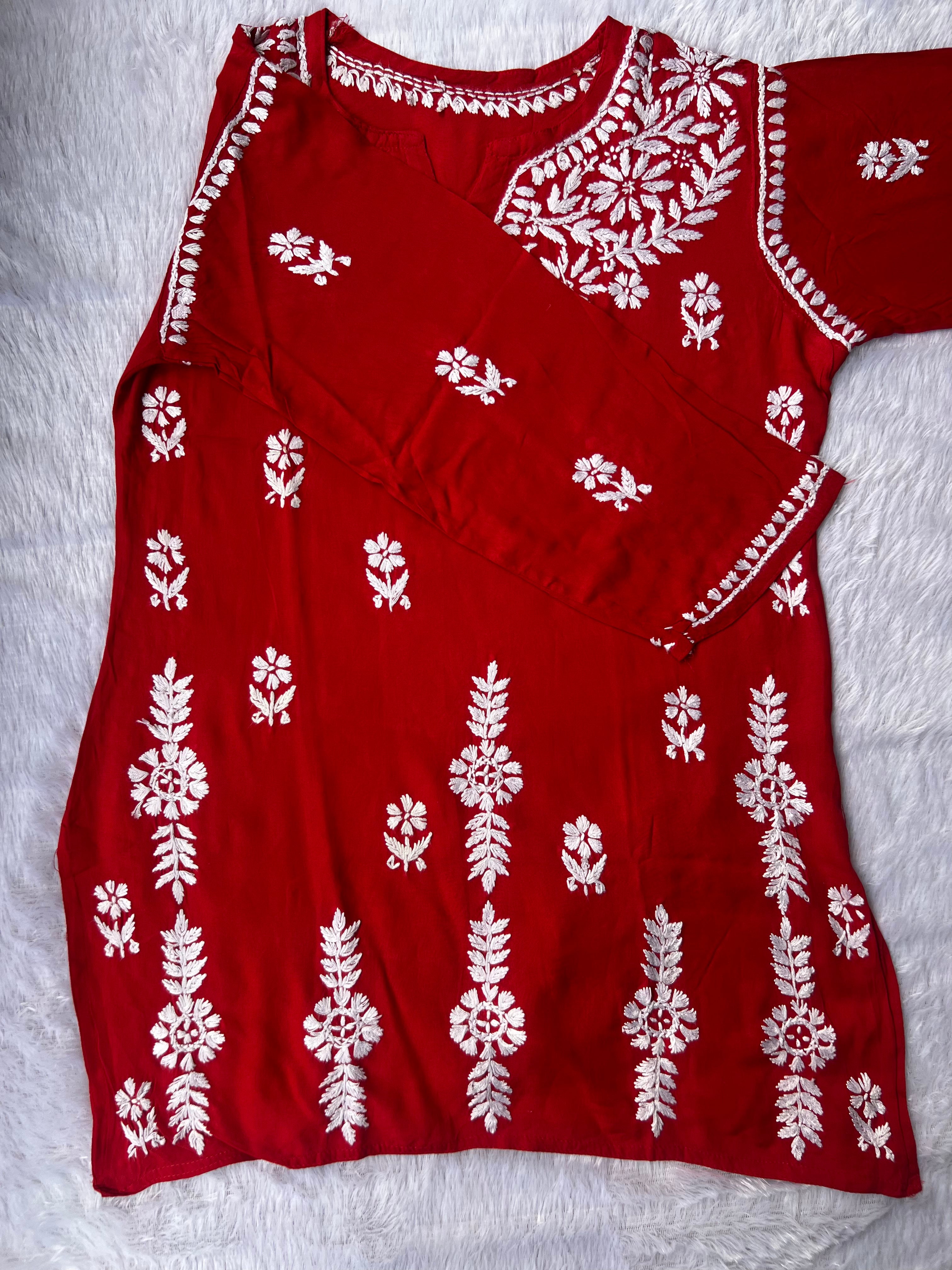 Sarah Red Modal Short Kurti