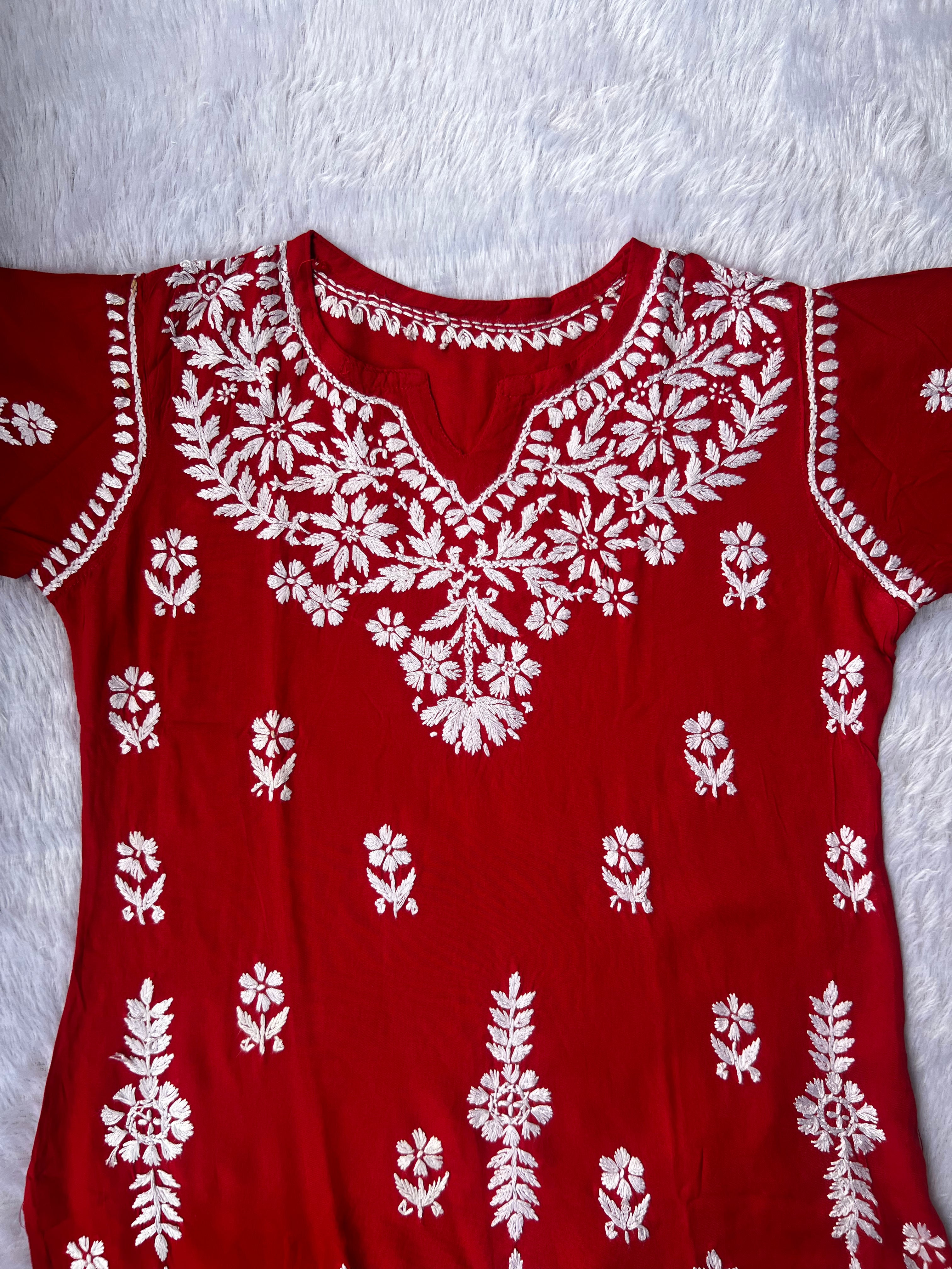 Sarah Red Modal Short Kurti