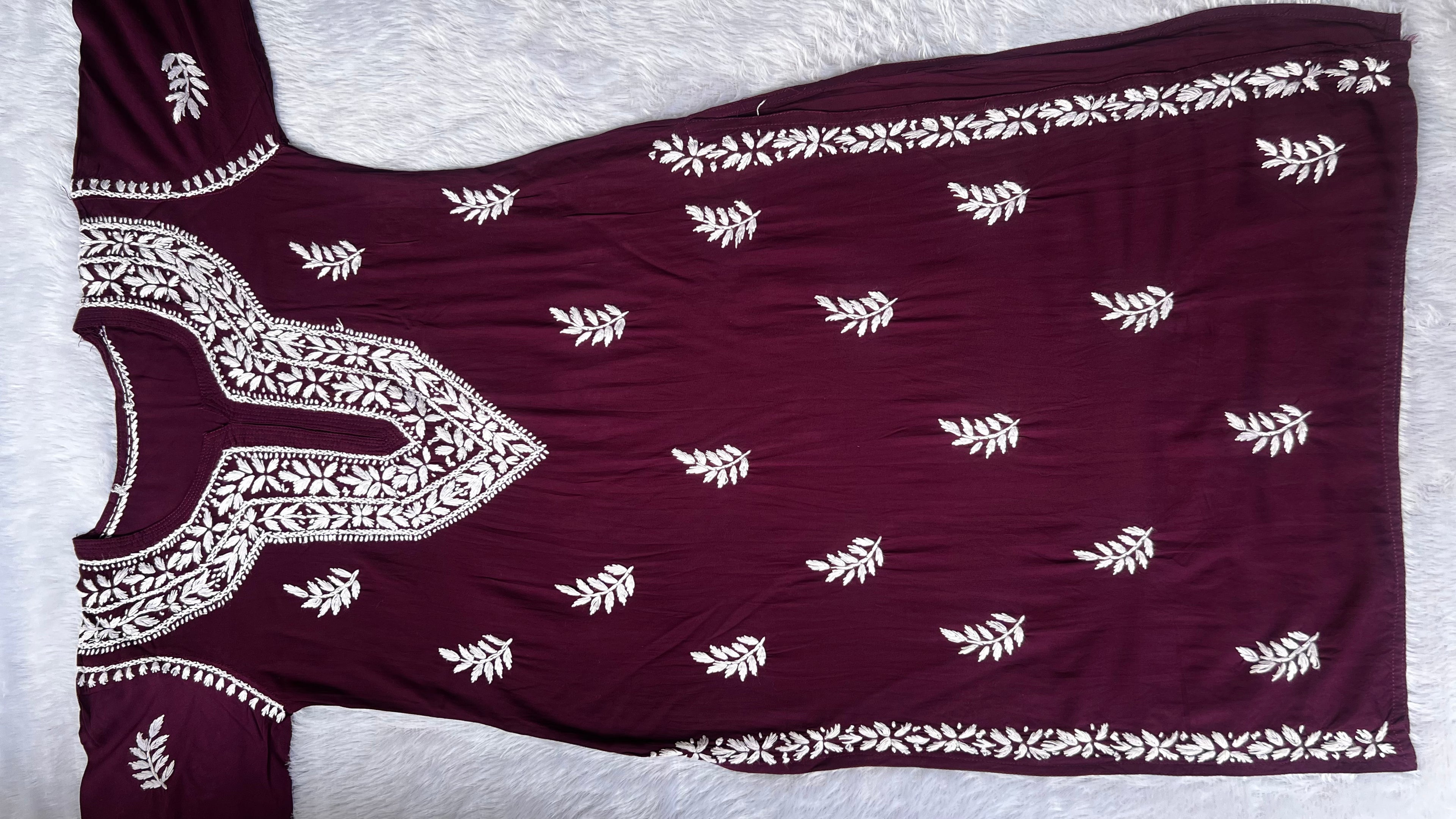 Sarah Maroon Rayon Long Kurti