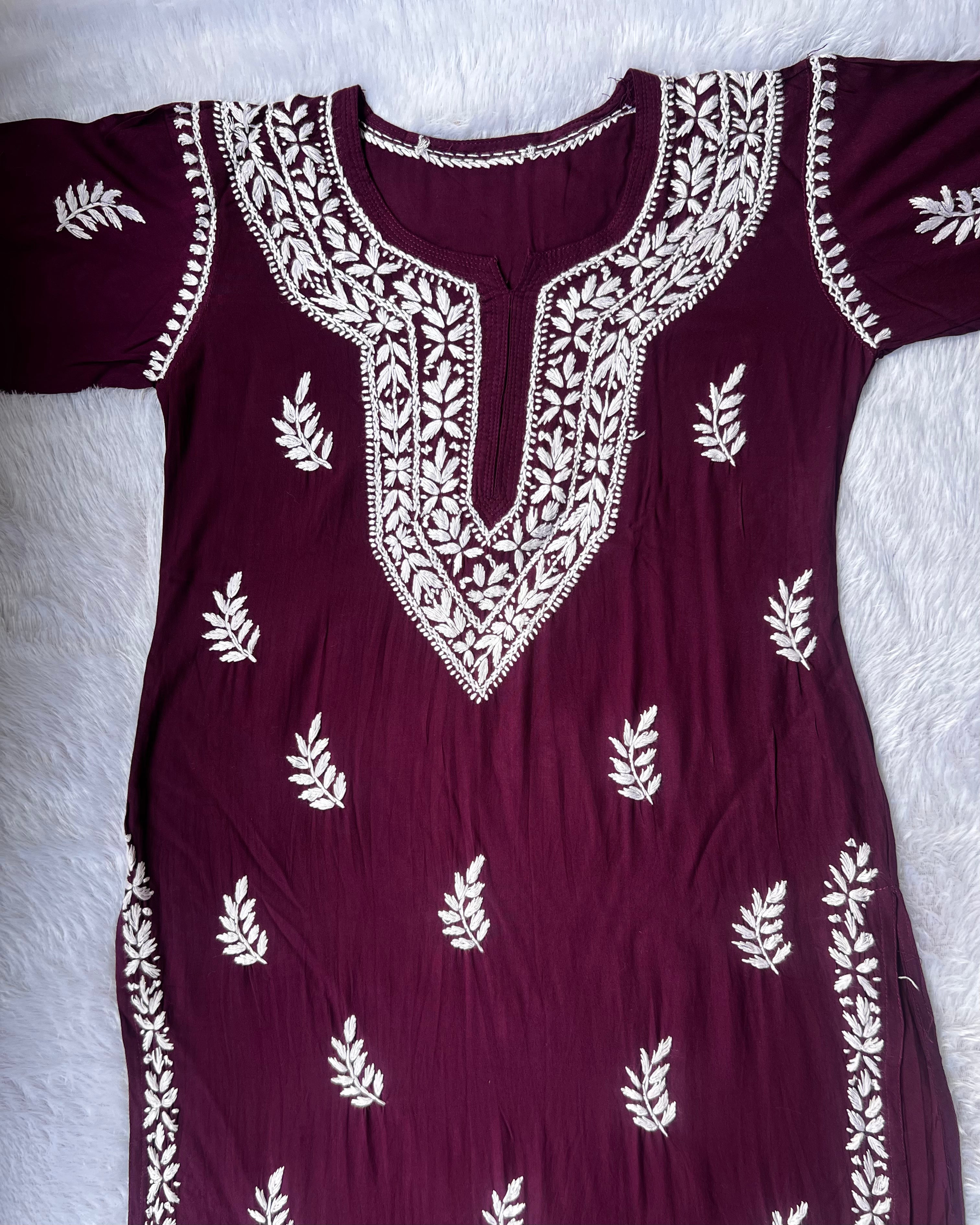 Sarah Maroon Rayon Long Kurti
