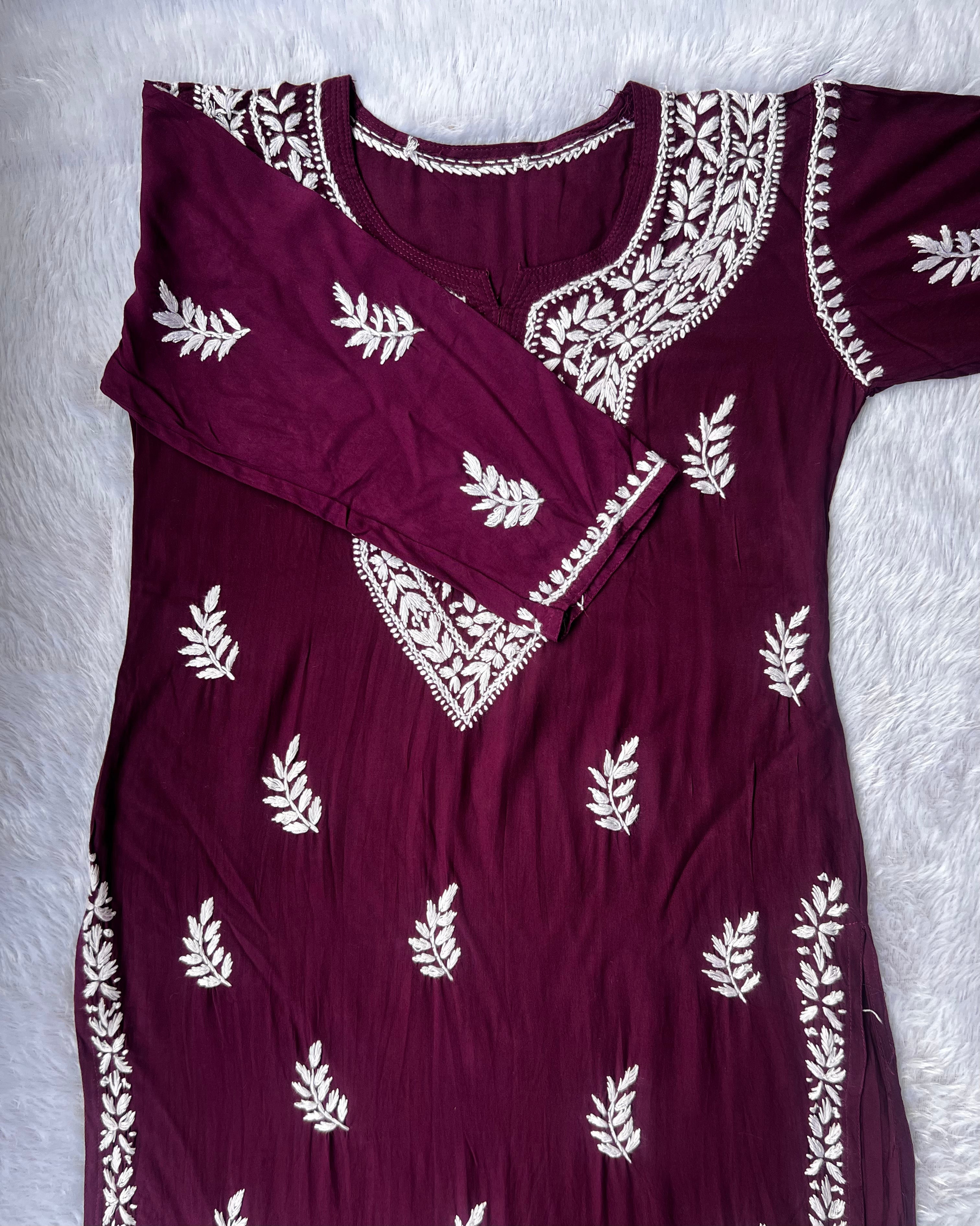 Sarah Maroon Rayon Long Kurti