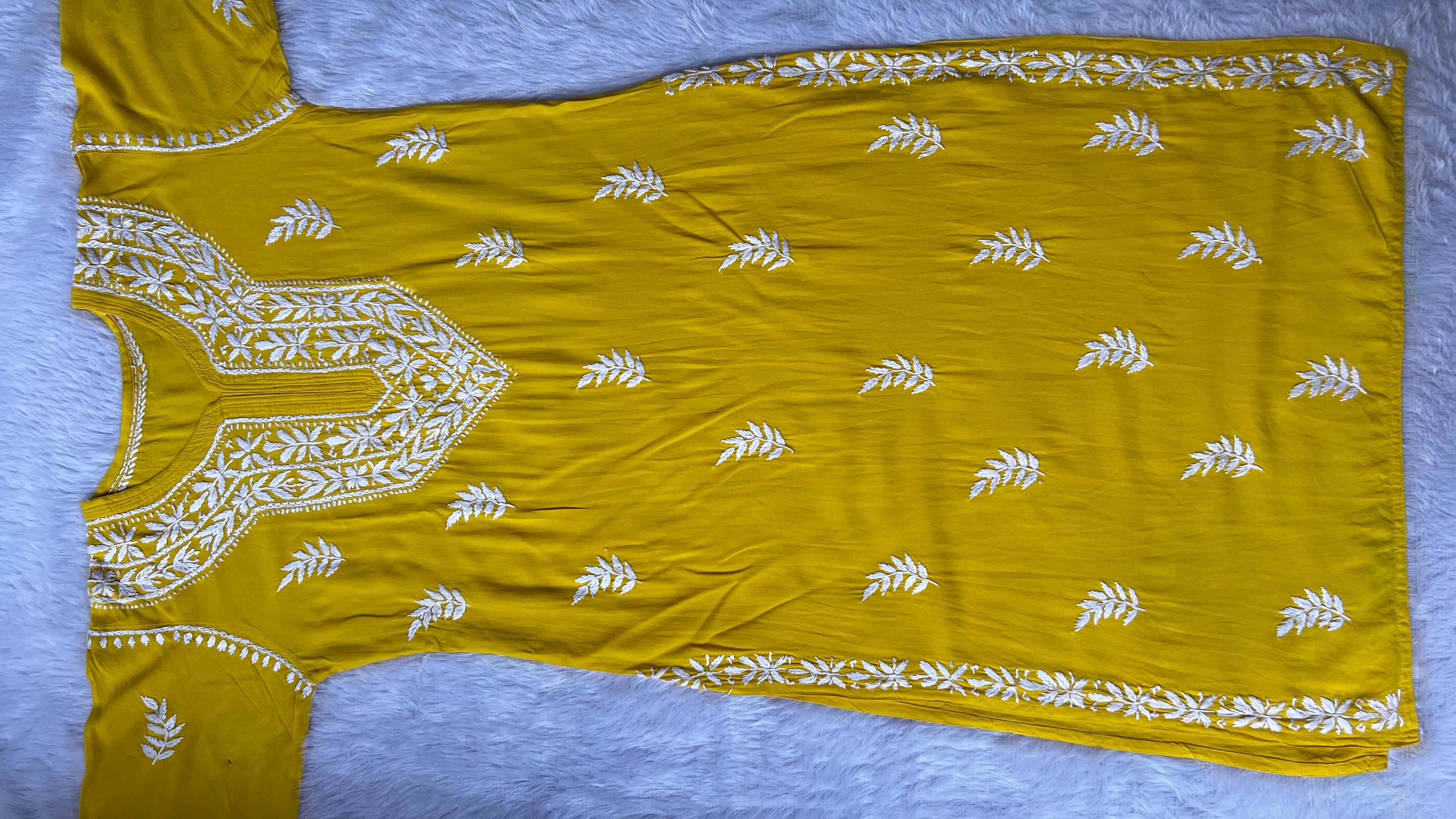 Sarah Yellow Rayon Long Kurti