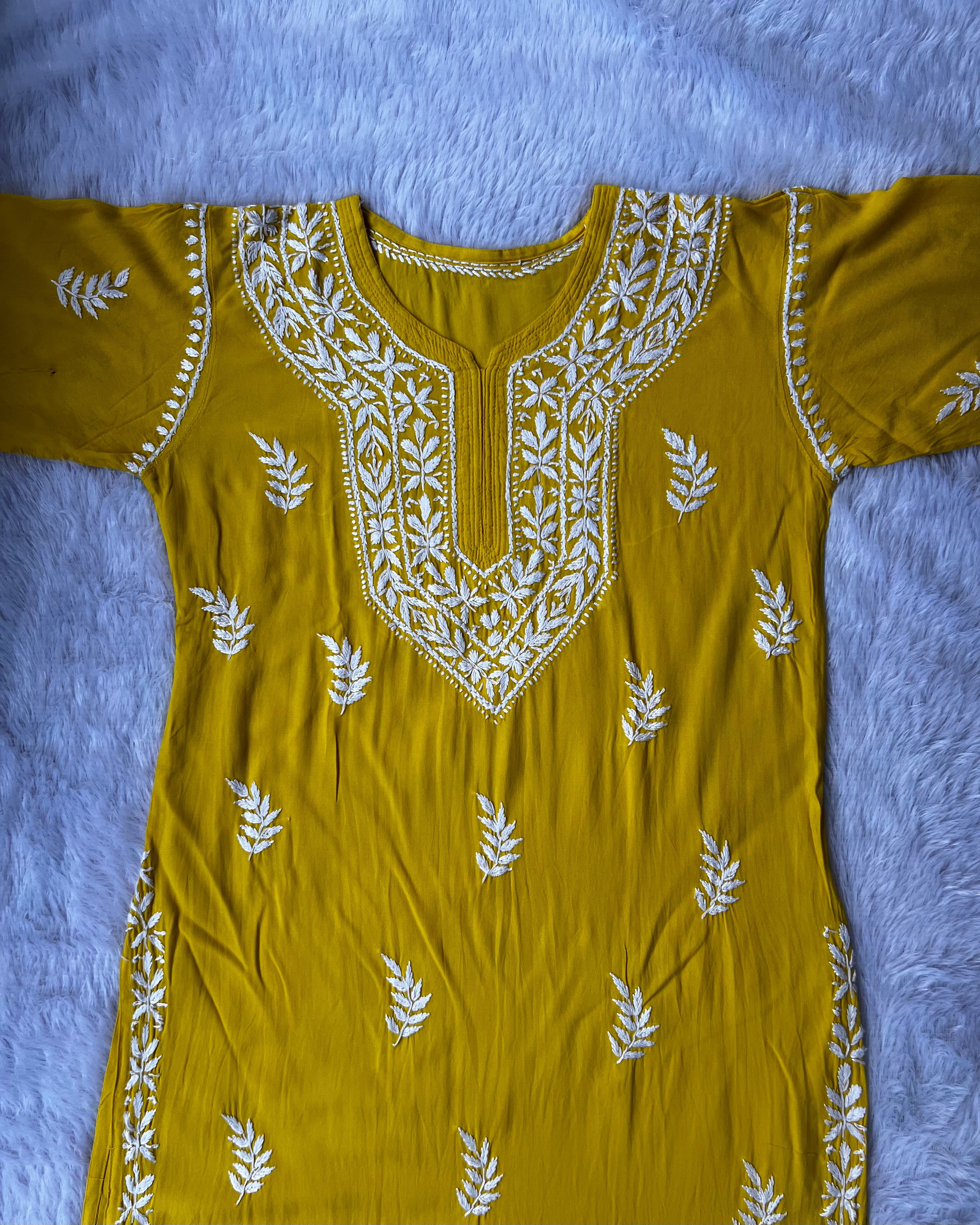 Sarah Yellow Rayon Long Kurti