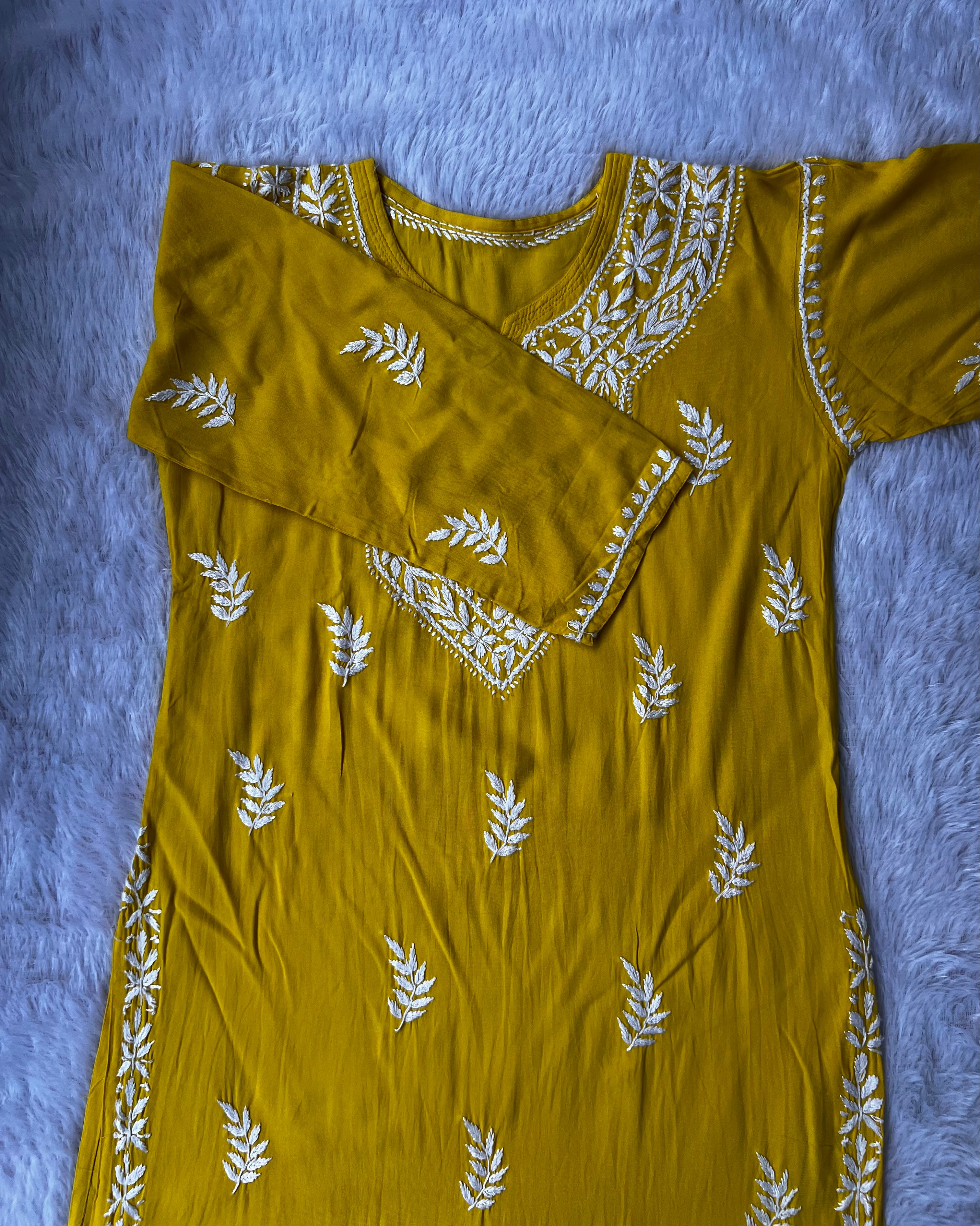 Sarah Yellow Rayon Long Kurti