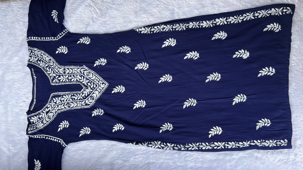 Sarah Navy Rayon Long Kurti