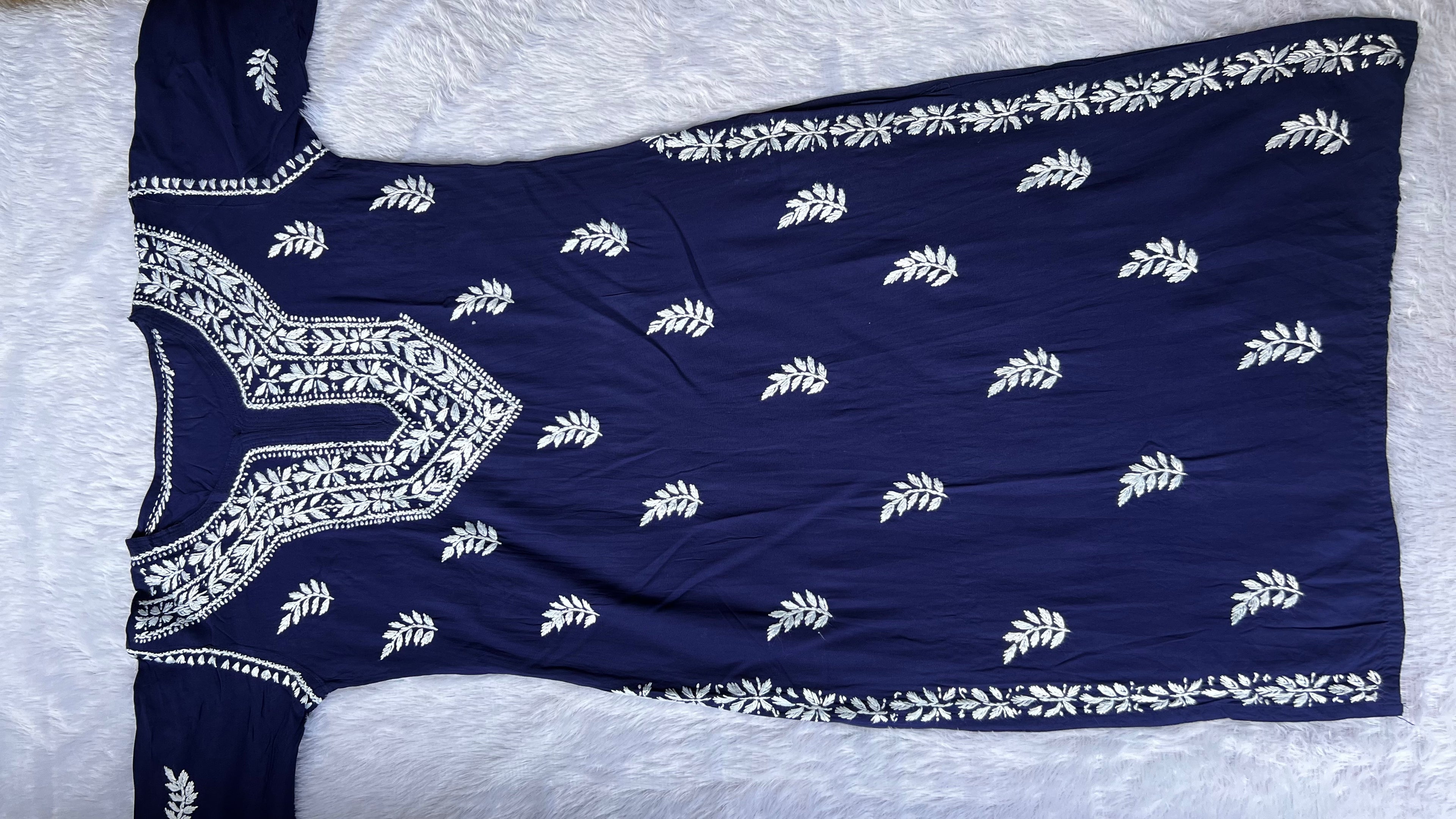 Sarah Navy Rayon Long Kurti