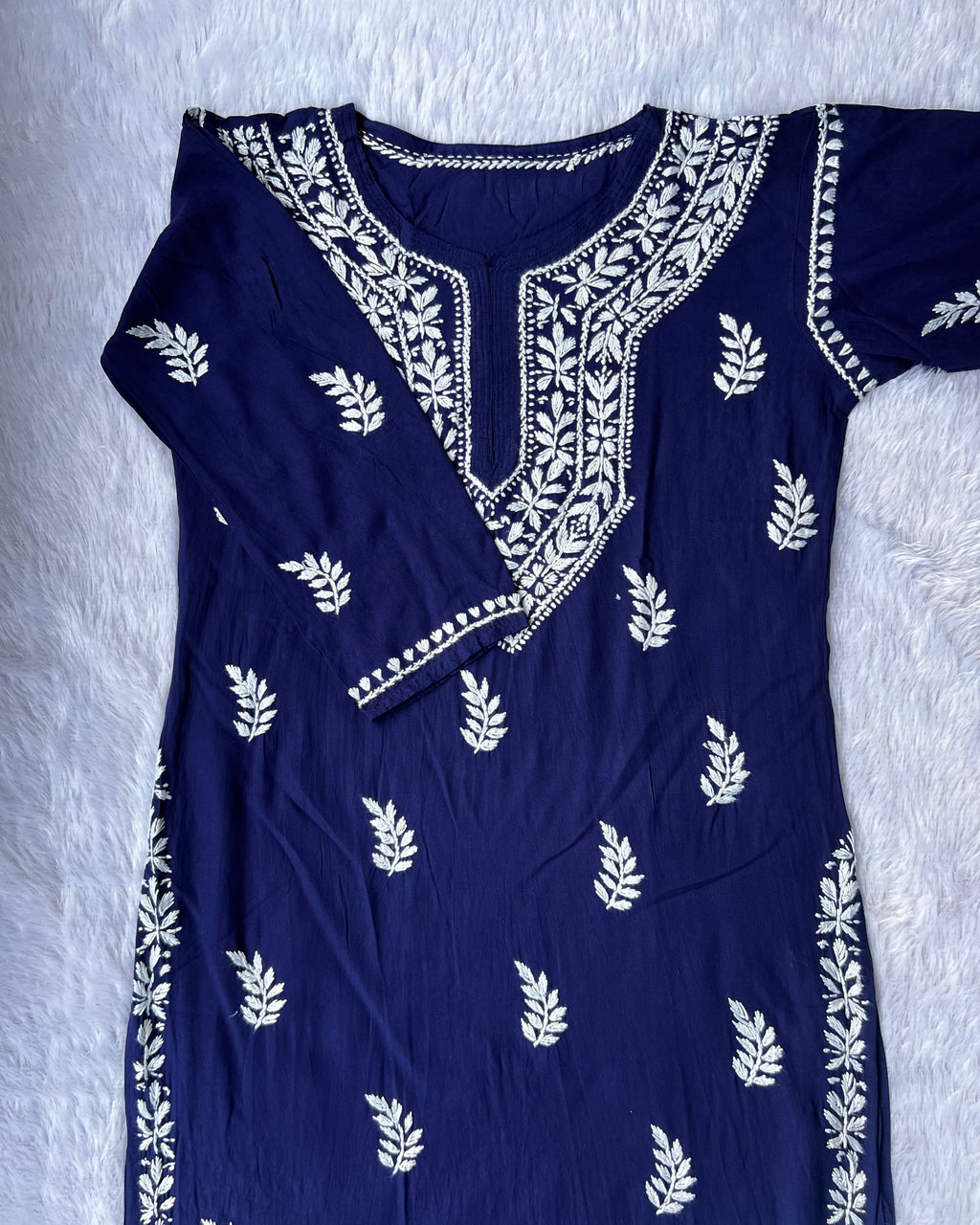 Sarah Navy Rayon Long Kurti