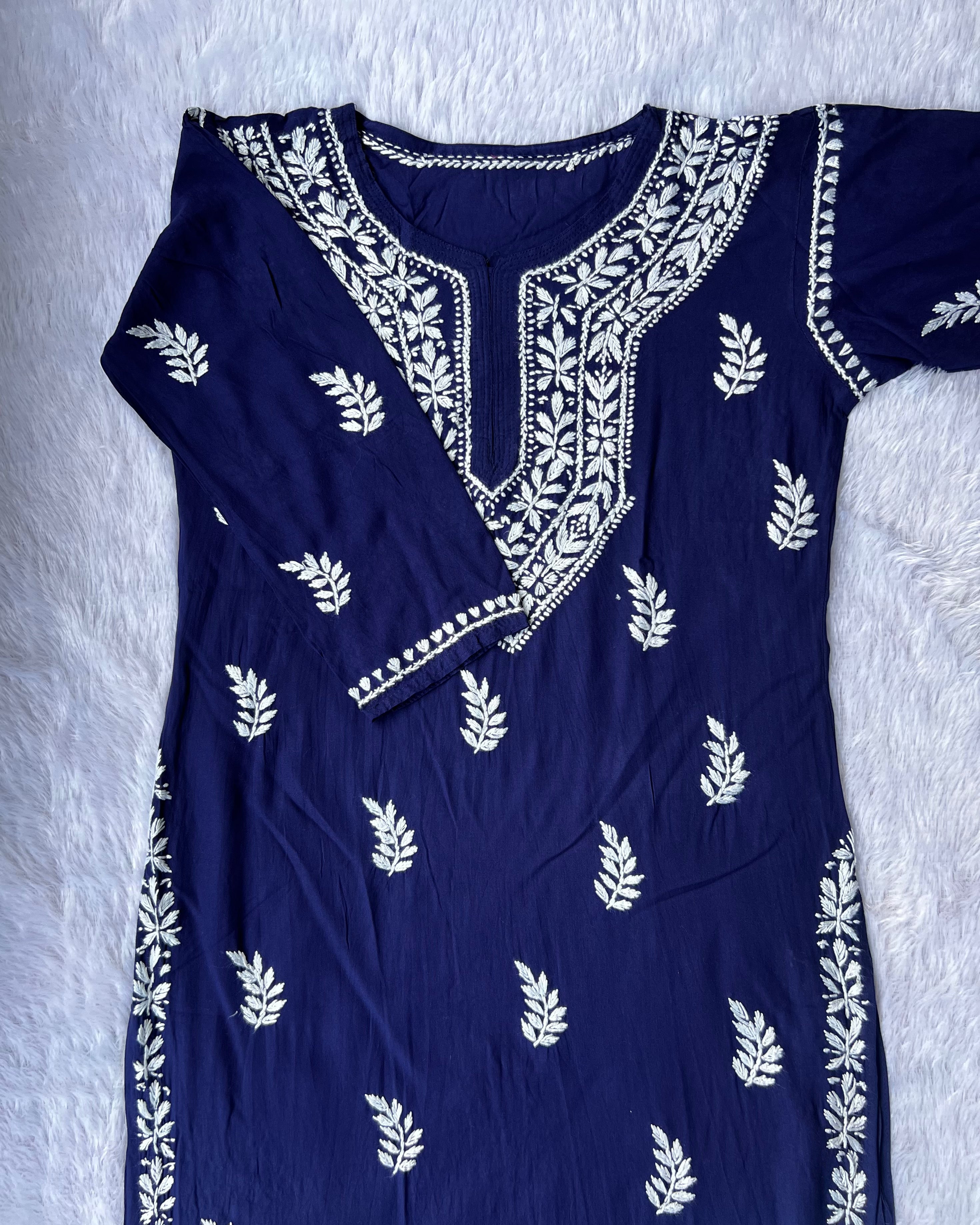 Sarah Navy Rayon Long Kurti