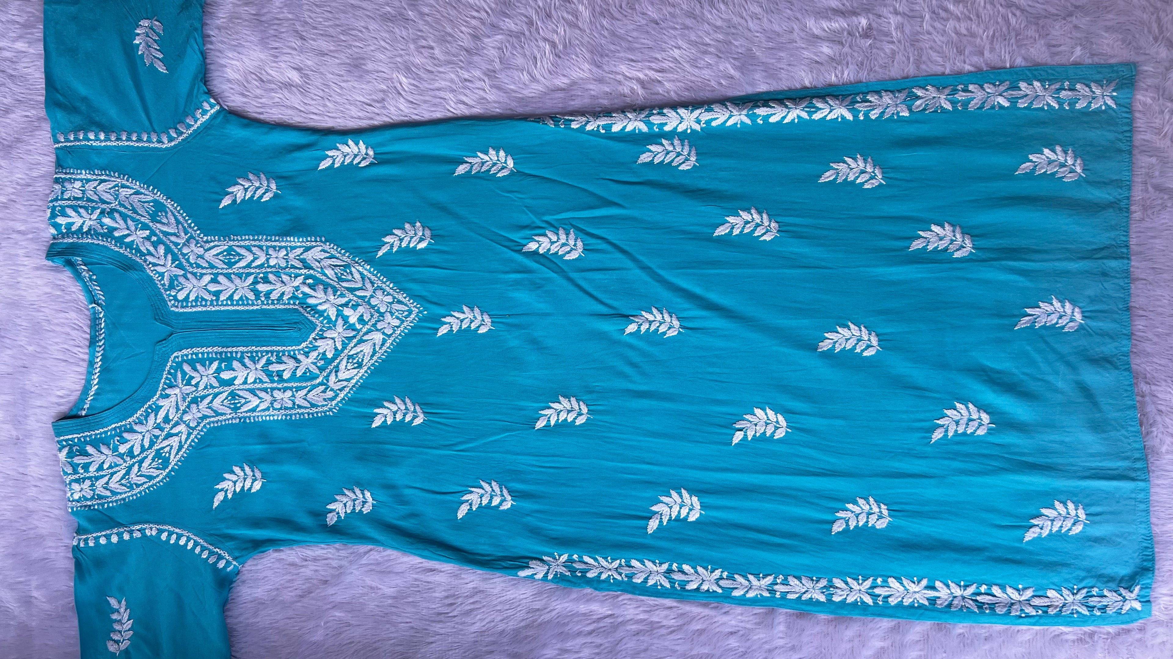 Sarah Teal Rayon Long Kurti