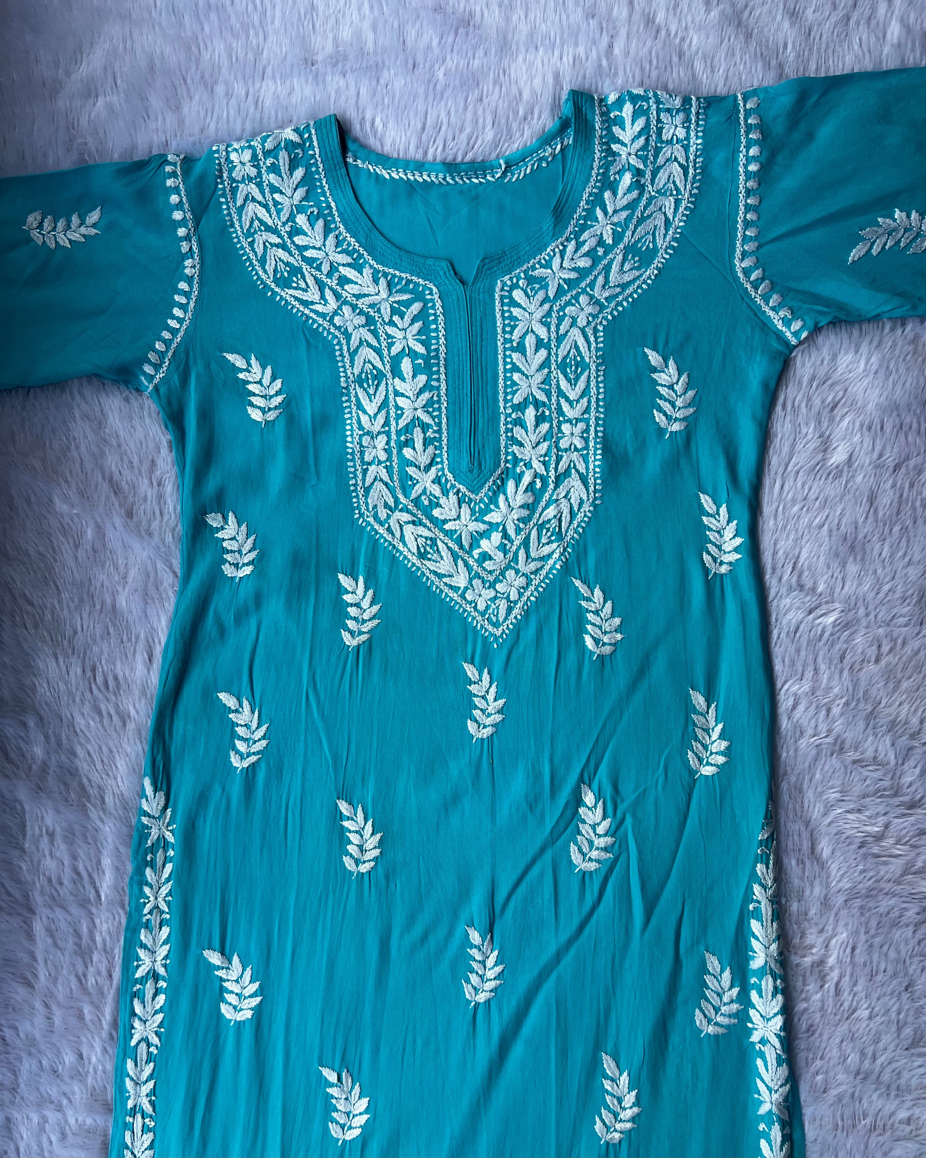 Sarah Teal Rayon Long Kurti