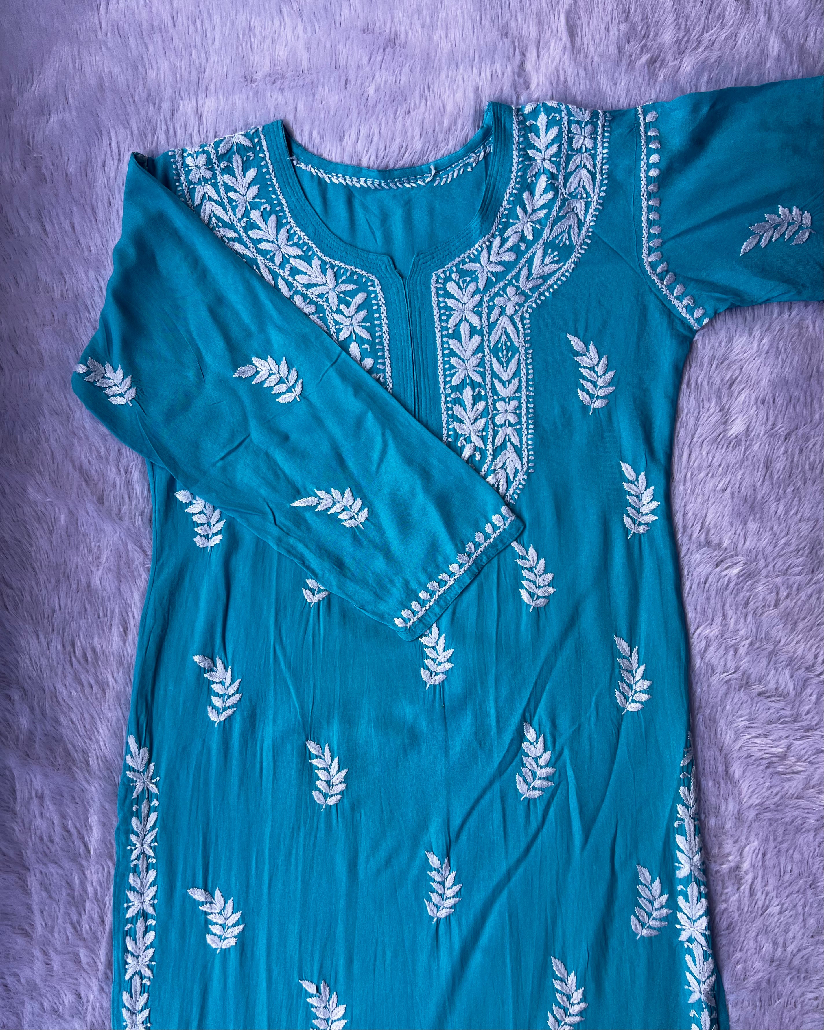 Sarah Teal Rayon Long Kurti