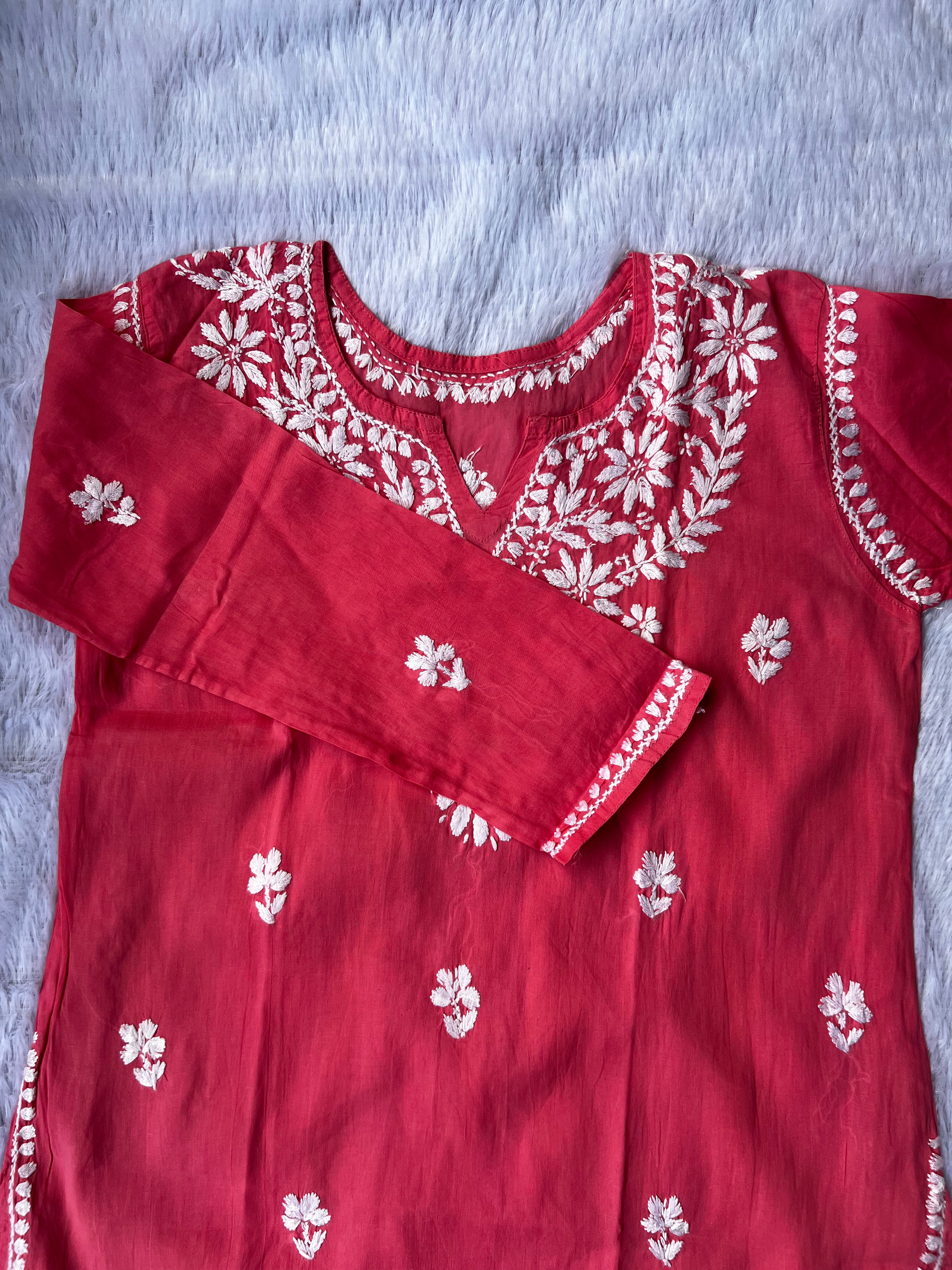 Sarah Hot Pink Cotton Short Kurti