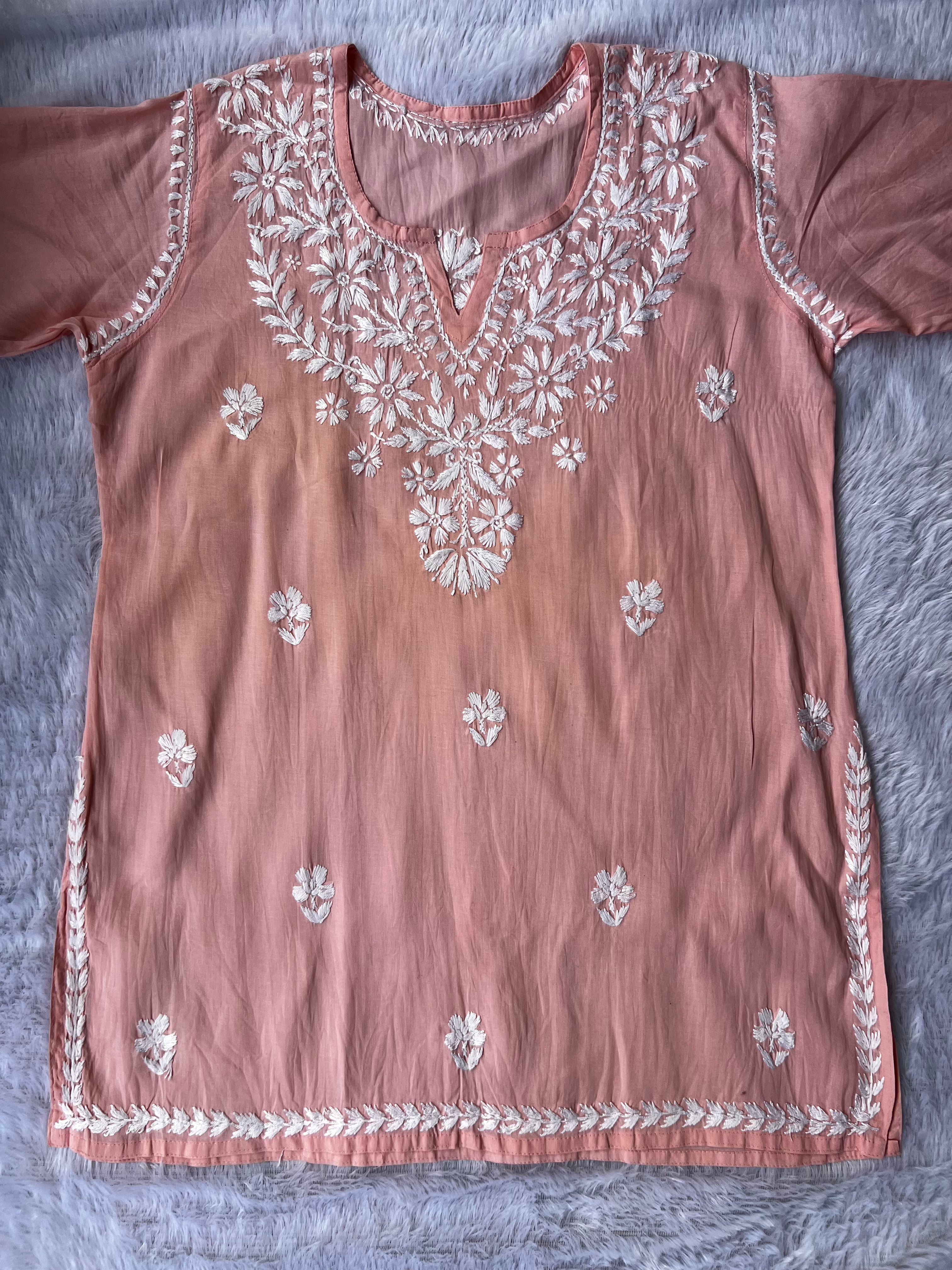 Sarah Rust Pink Cotton Short Kurti