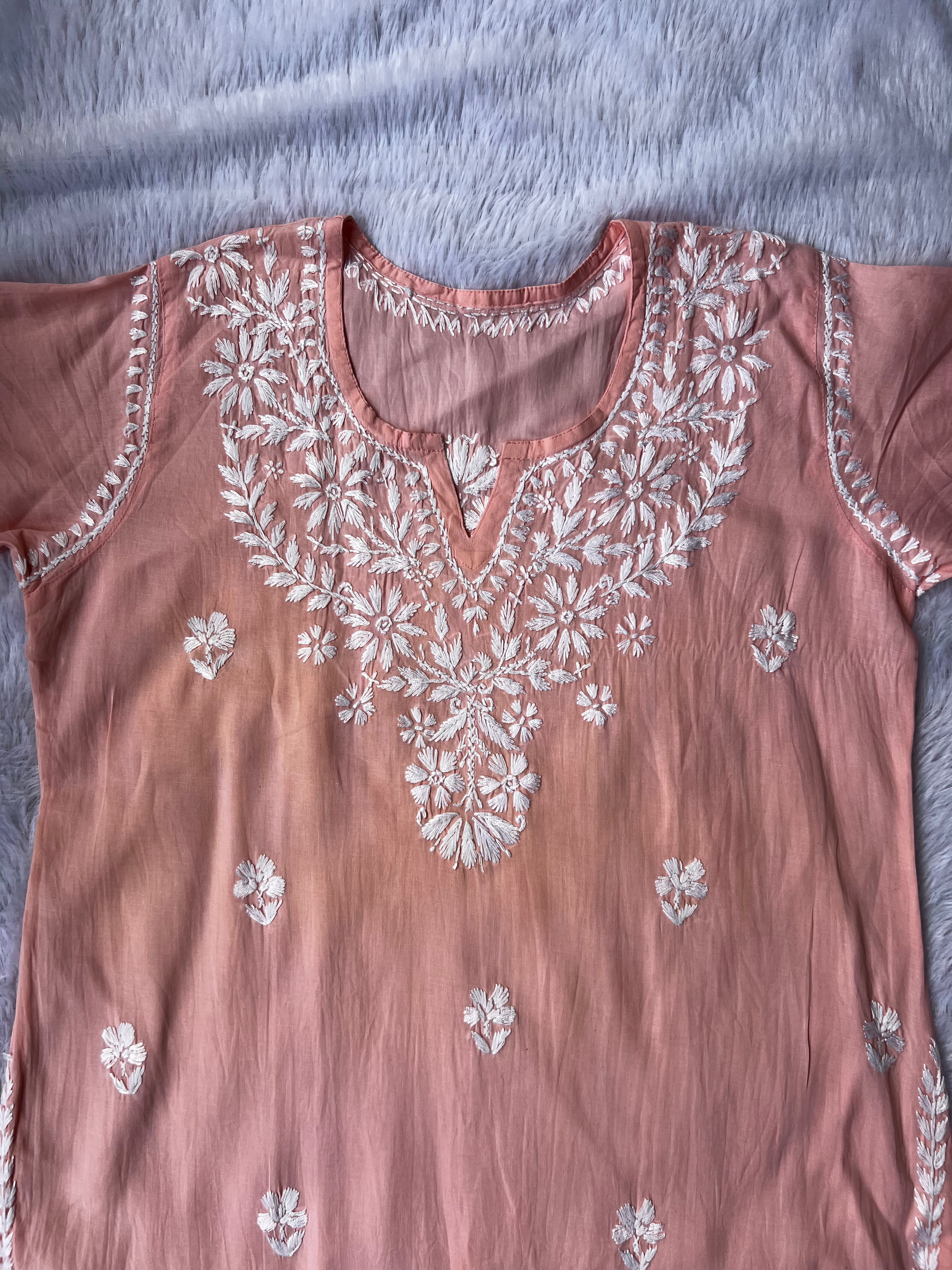 Sarah Rust Pink Cotton Short Kurti
