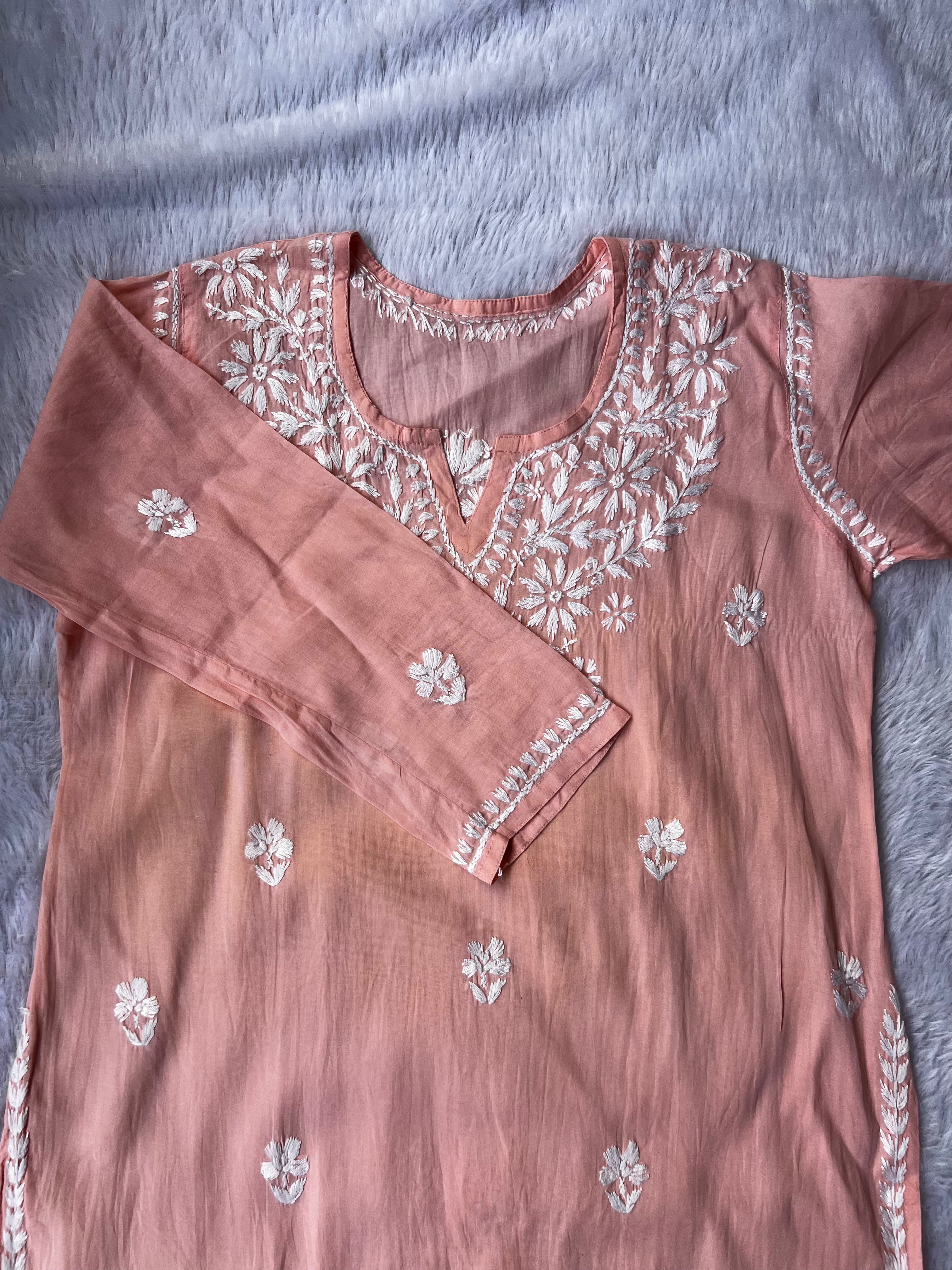 Sarah Rust Pink Cotton Short Kurti