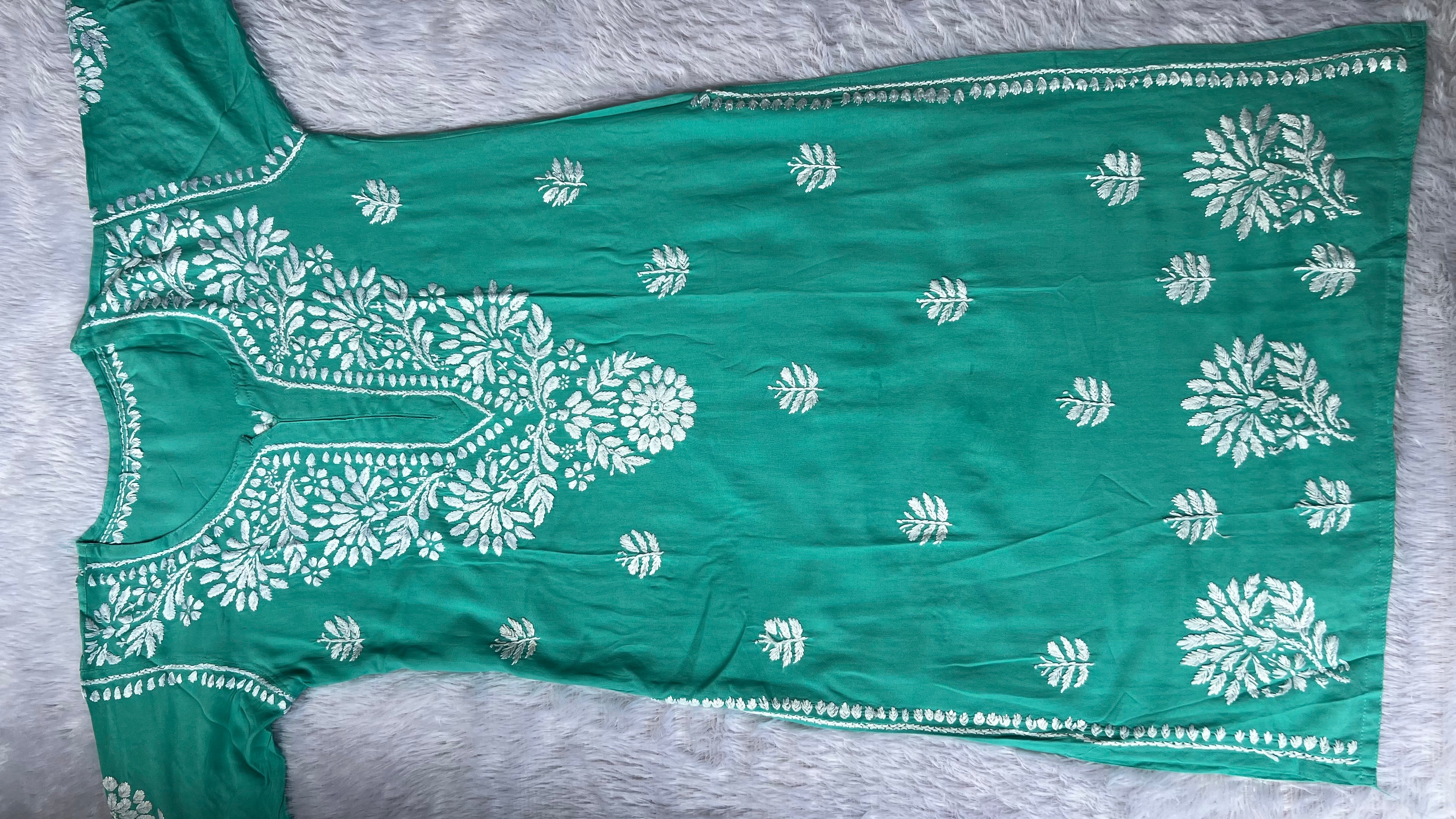 Sarah Teal Rayon Long Kurti