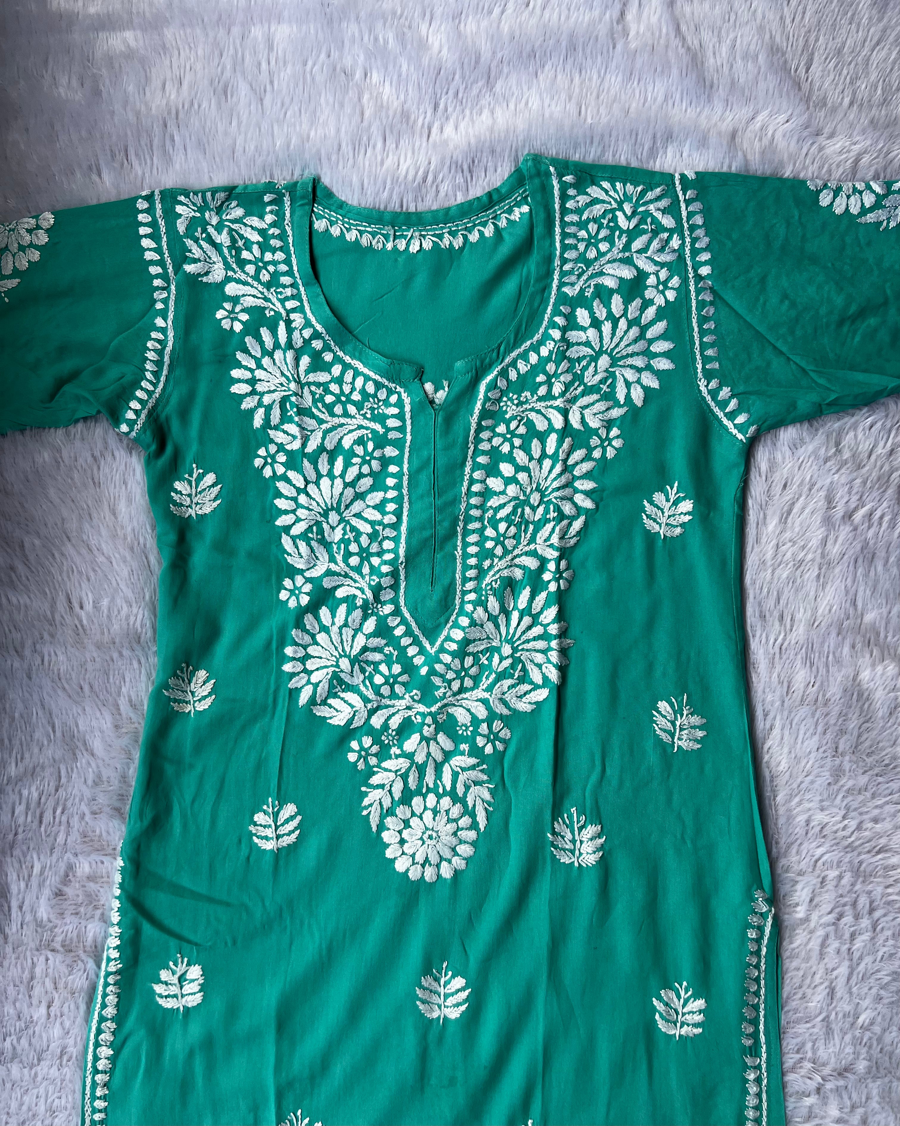 Sarah Teal Rayon Long Kurti
