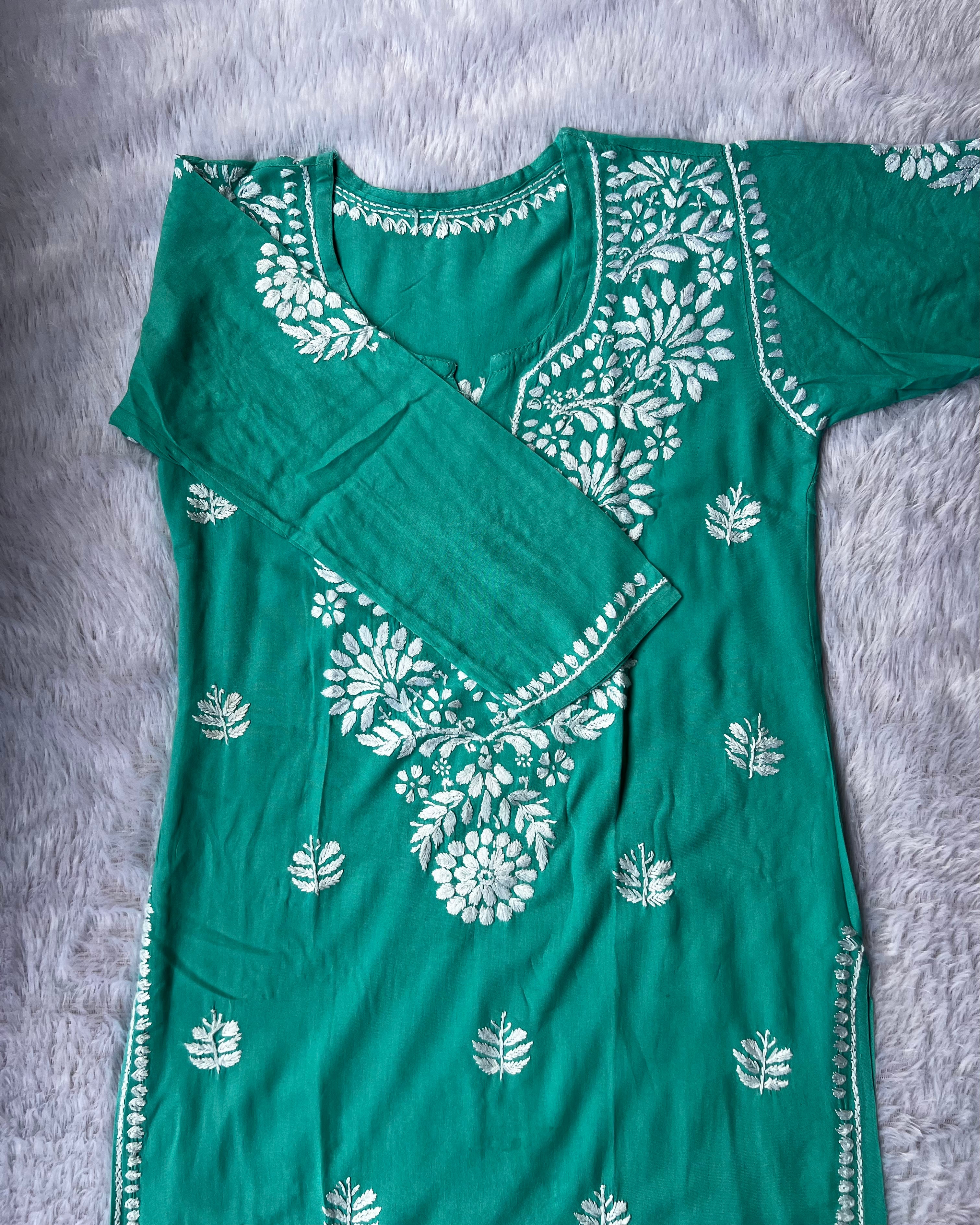 Sarah Teal Rayon Long Kurti