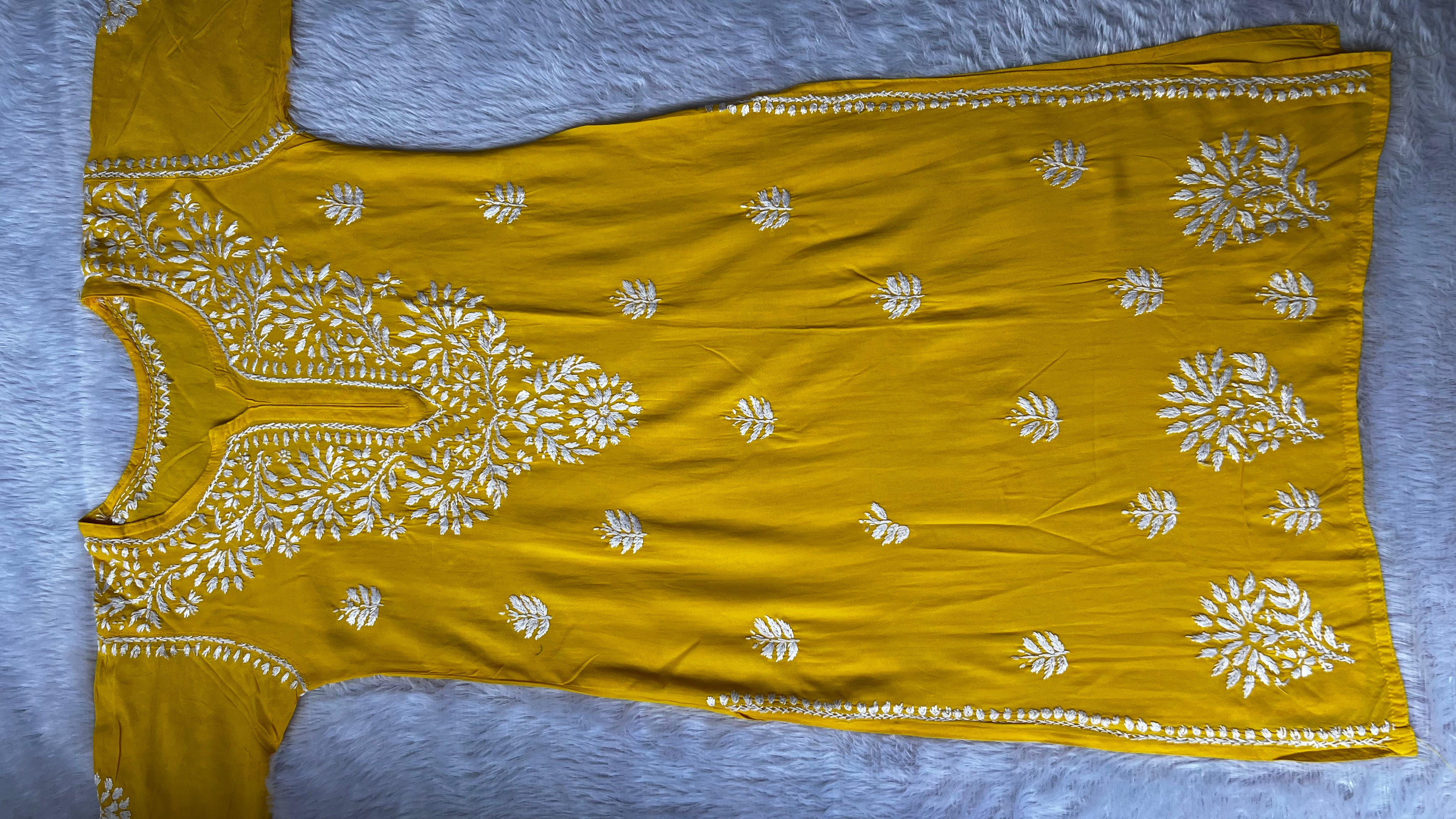 Sarah Mustard Rayon Long Kurti