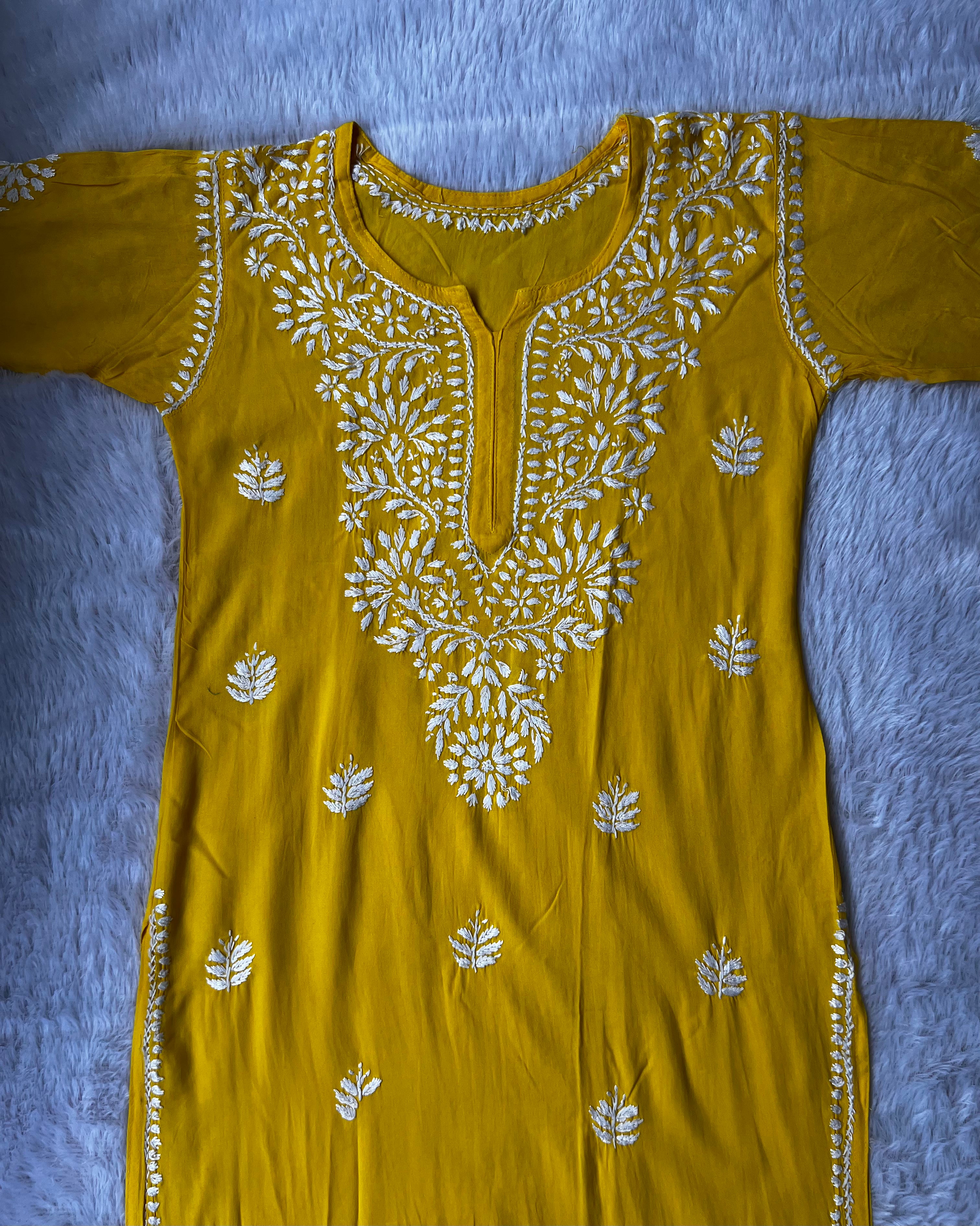 Sarah Mustard Rayon Long Kurti