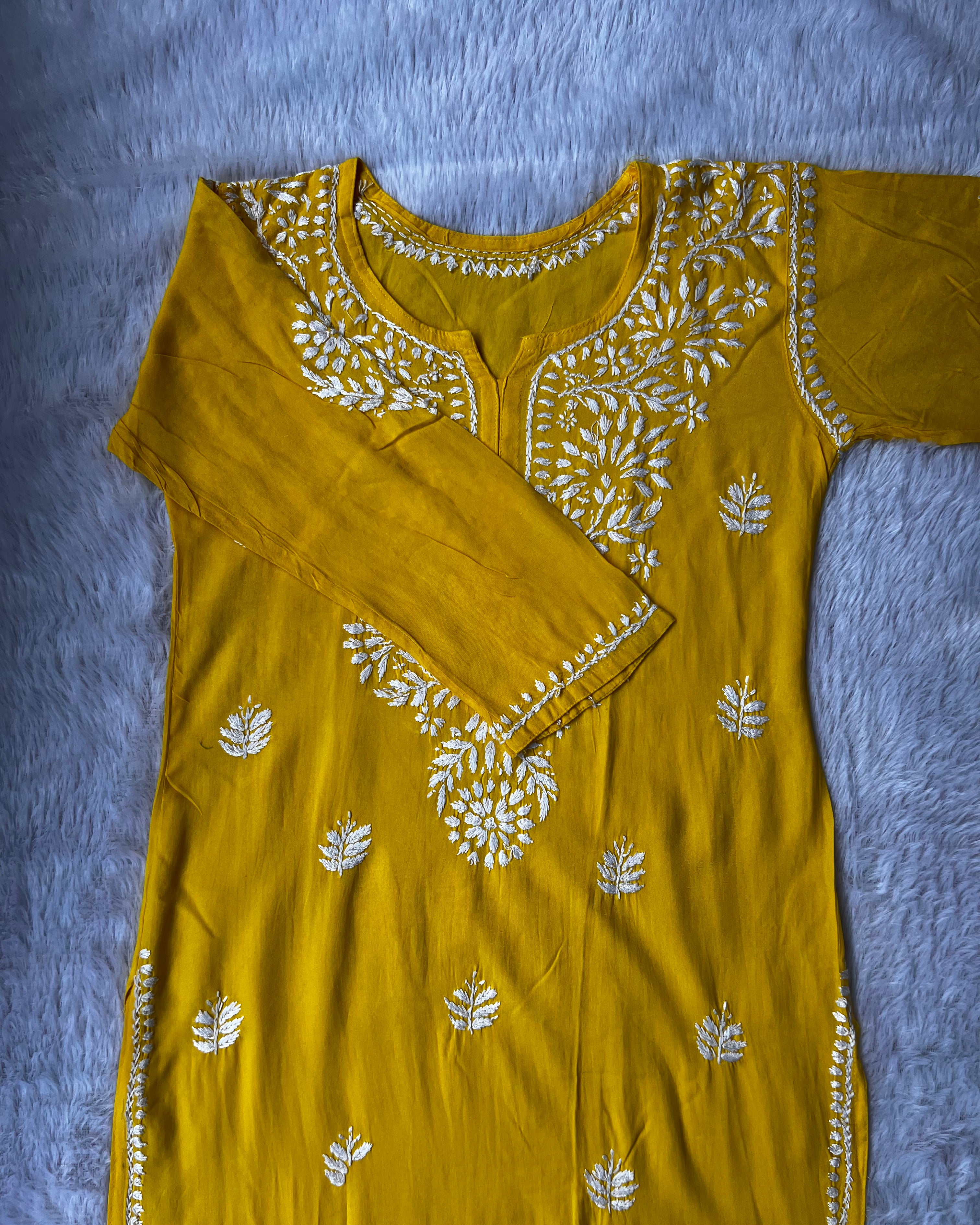Sarah Mustard Rayon Long Kurti