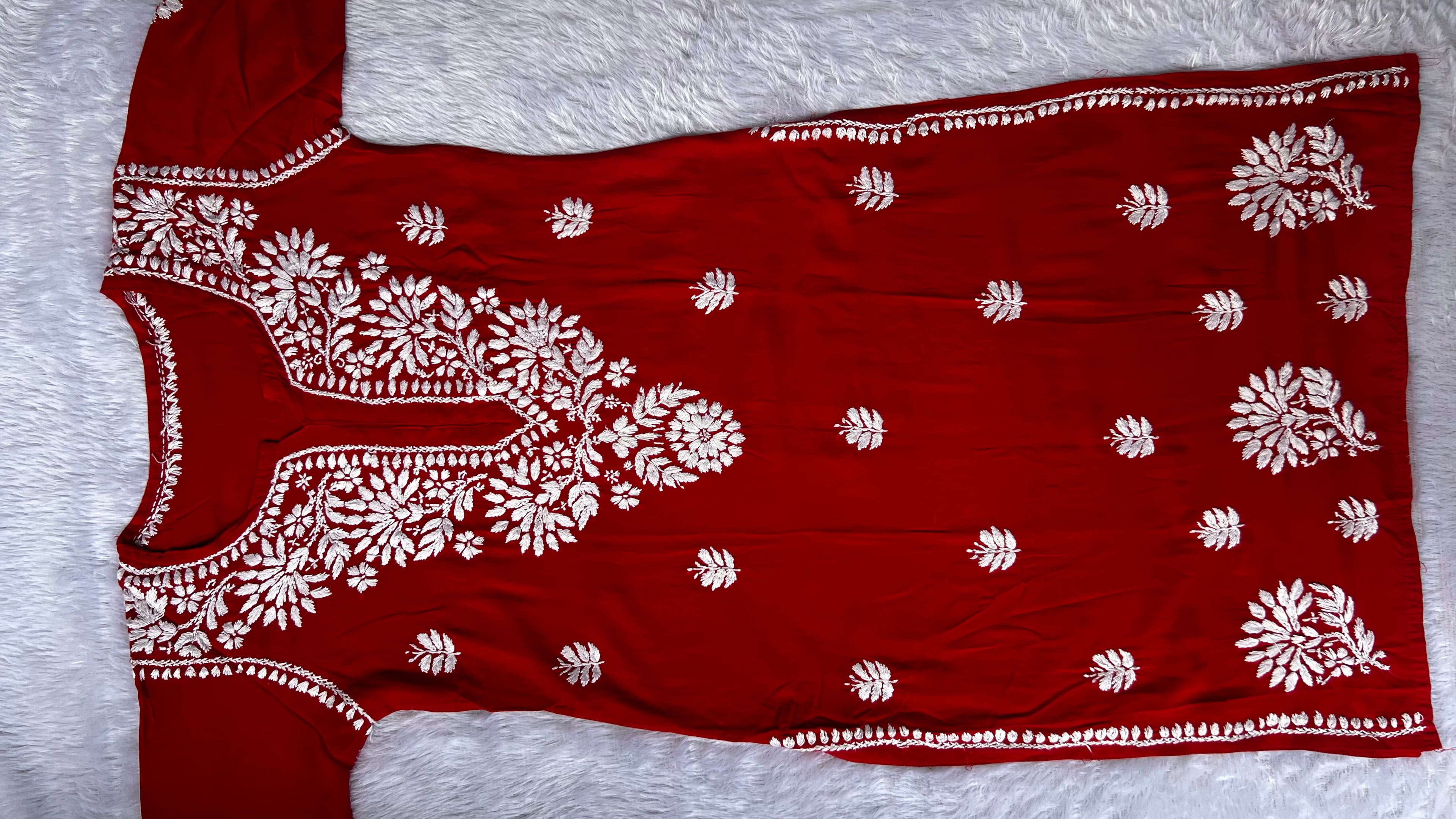 Sarah Hot Red Rayon Long Kurti